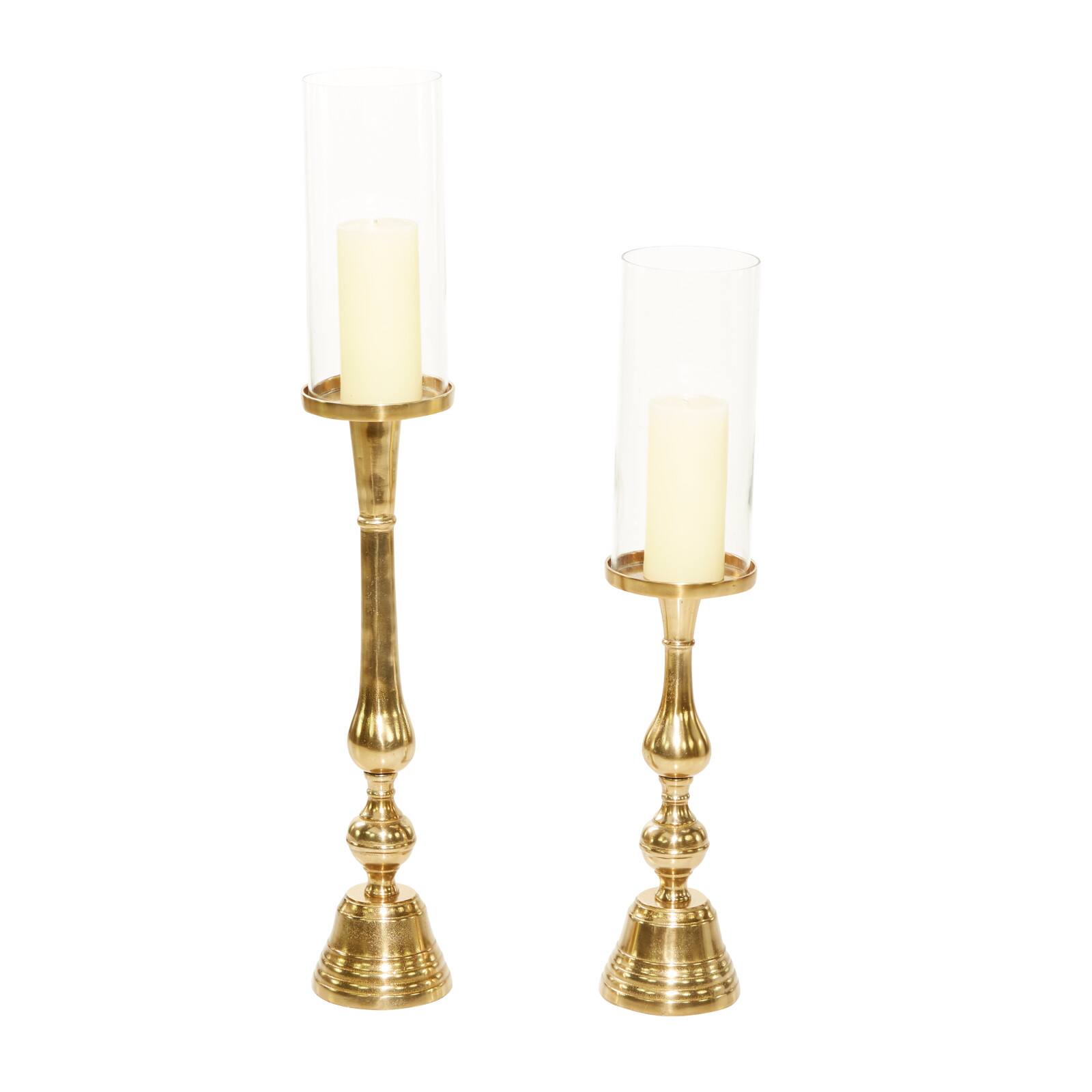 Gold Aluminum Traditional Candle Holder Set