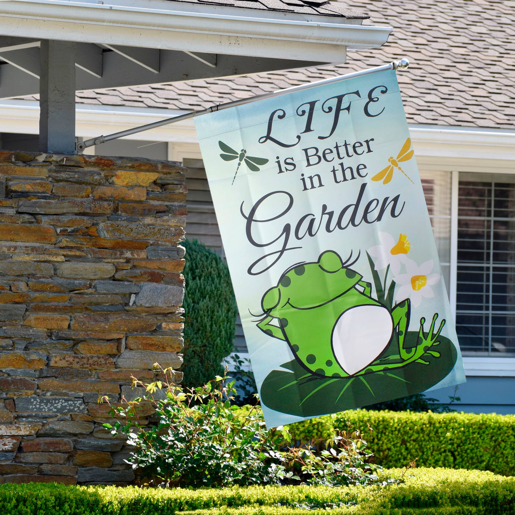 40" Green Life is Better in the Garden House Flag