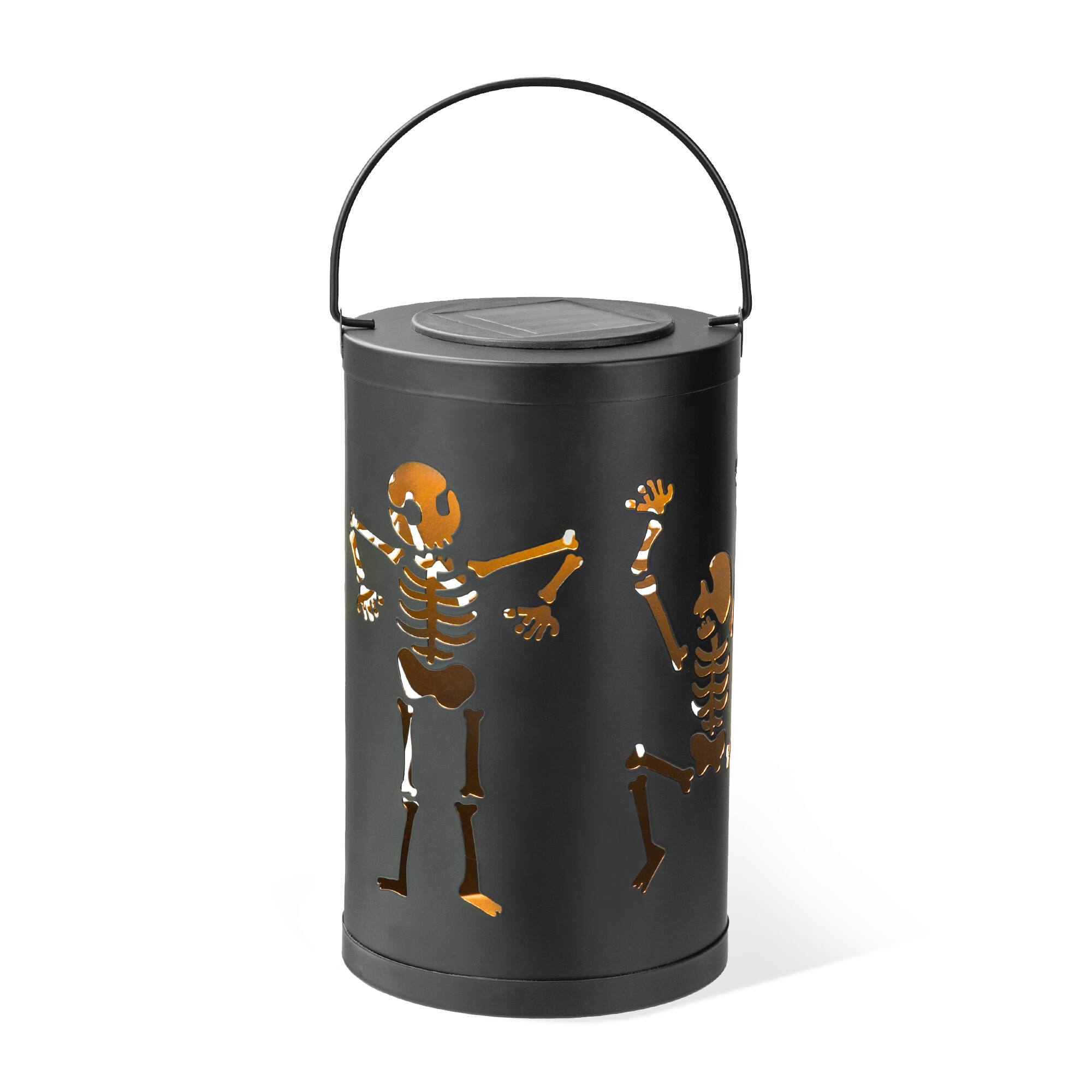 Glitzhome&#xAE; 10.75&#x22; Halloween Metal Skeleton Solar Powered LED Lantern