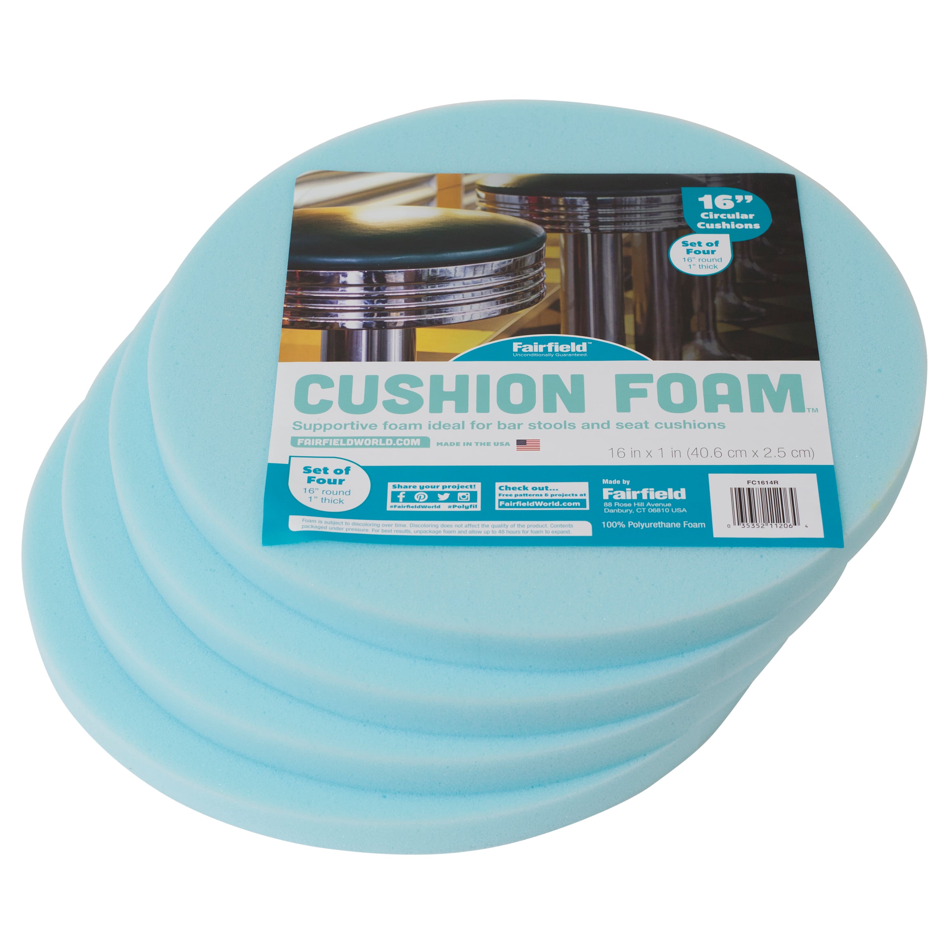 Round Cushion Foam 16 by 1 Thick - Set of Four - Fairfield World