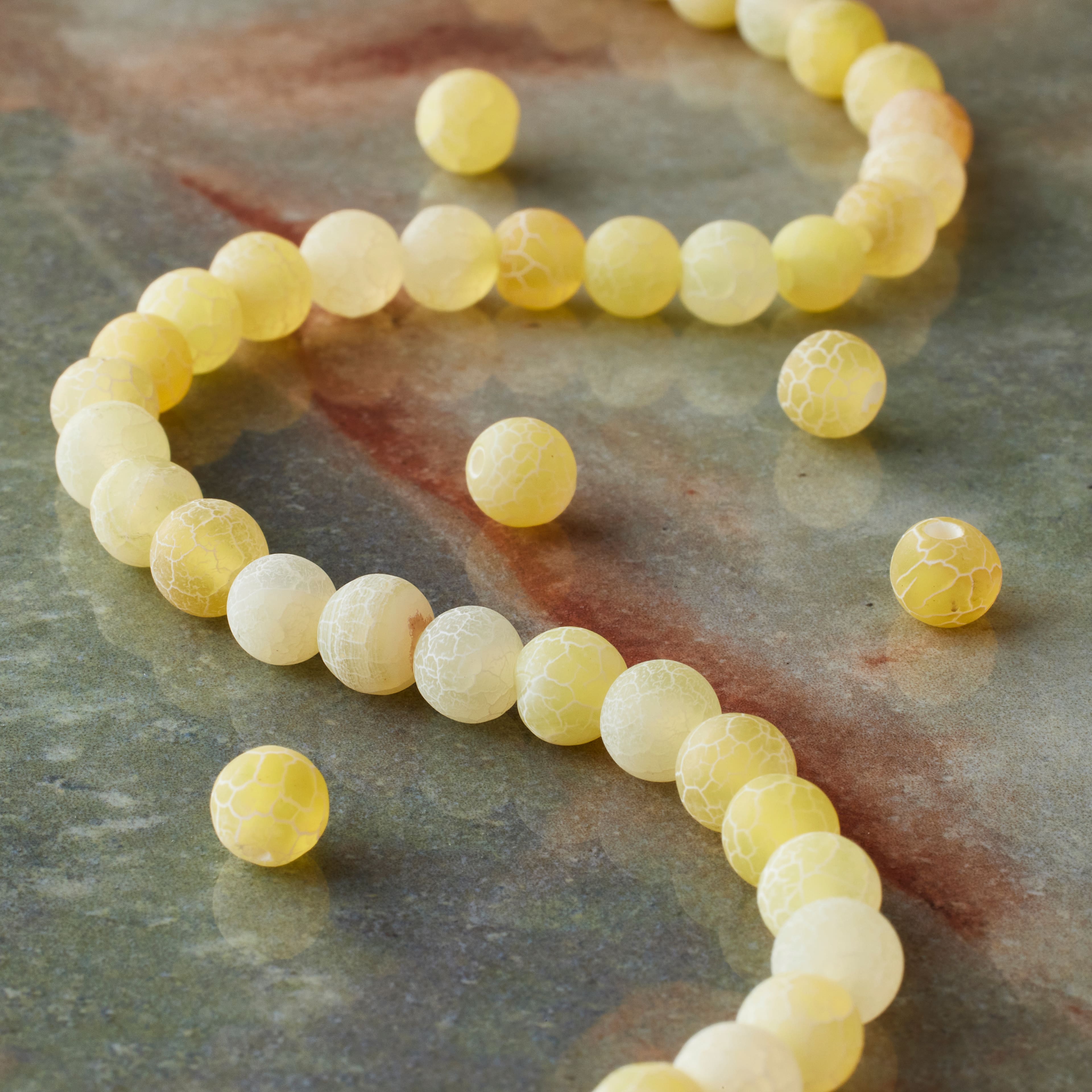 Yellow Crackle Agate Round Beads by Bead Landing&#x2122;