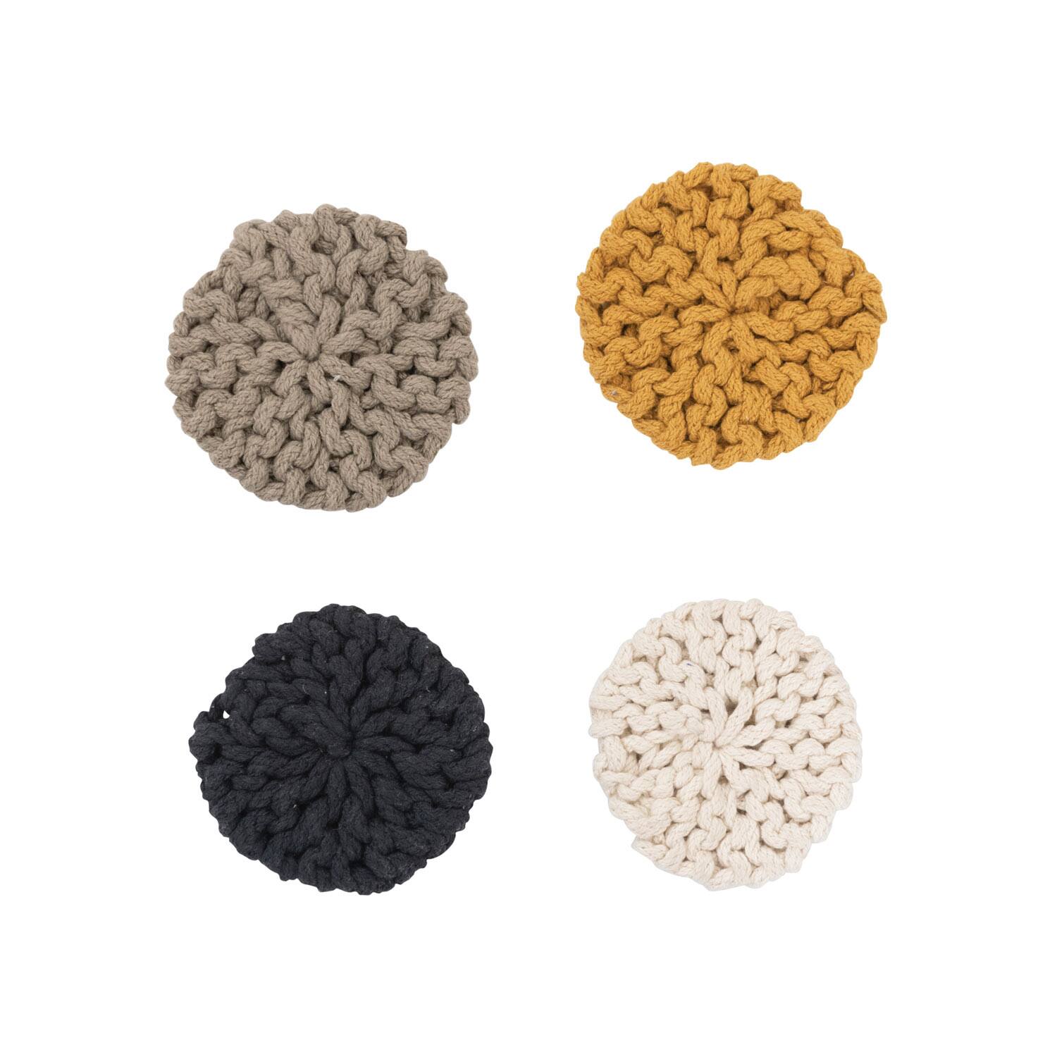 Hello Honey® Round Cotton Crocheted Coaster Set