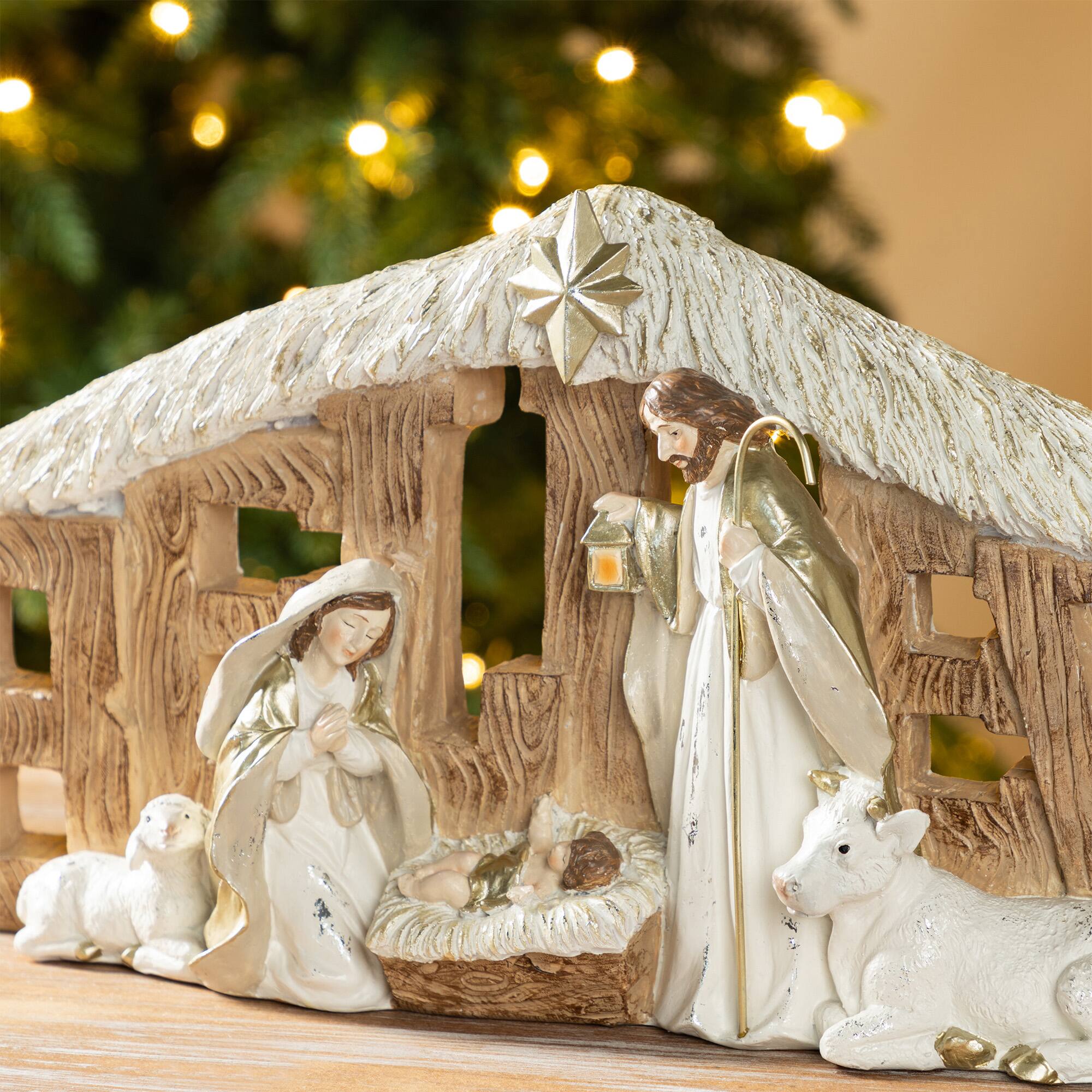 Glitzhome&#xAE; 11.75&#x22; Resin &#x22;BELIEVE&#x22; Holy Family Figurine