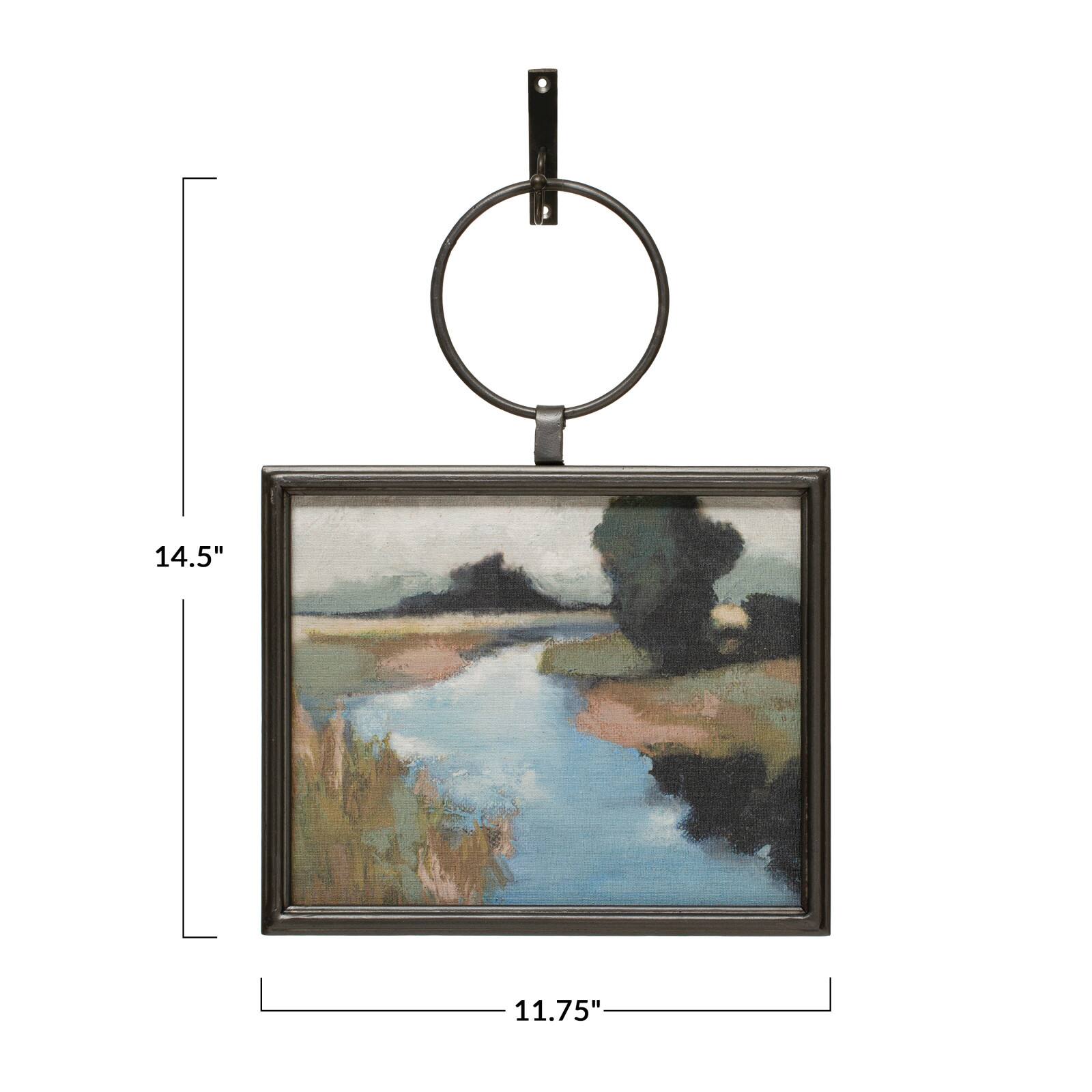 Hello Honey® Modern Metal Framed Landscape Wall Art With Hanging Bracket