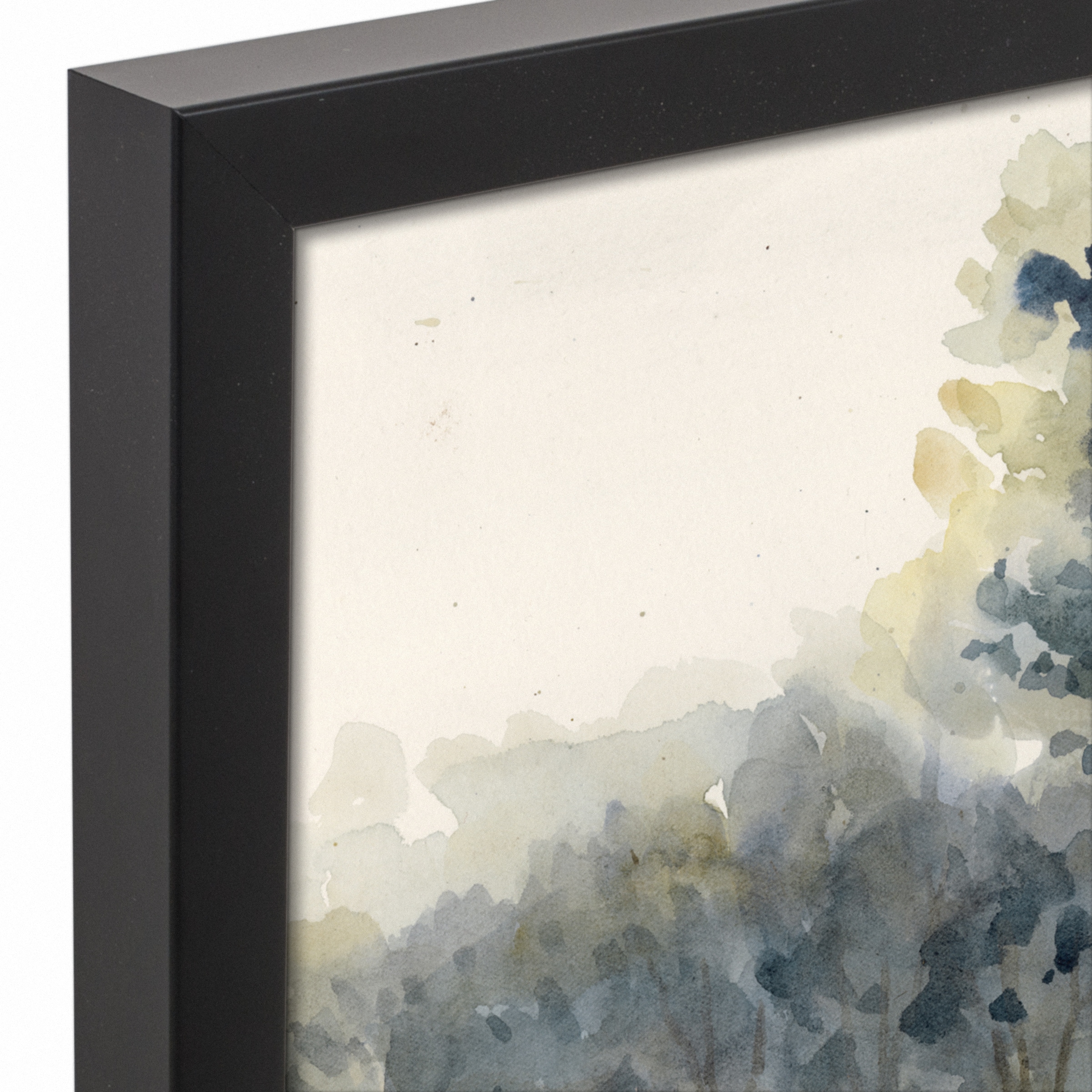 Watercolor Trees Canvas Wall Art in Black Frame