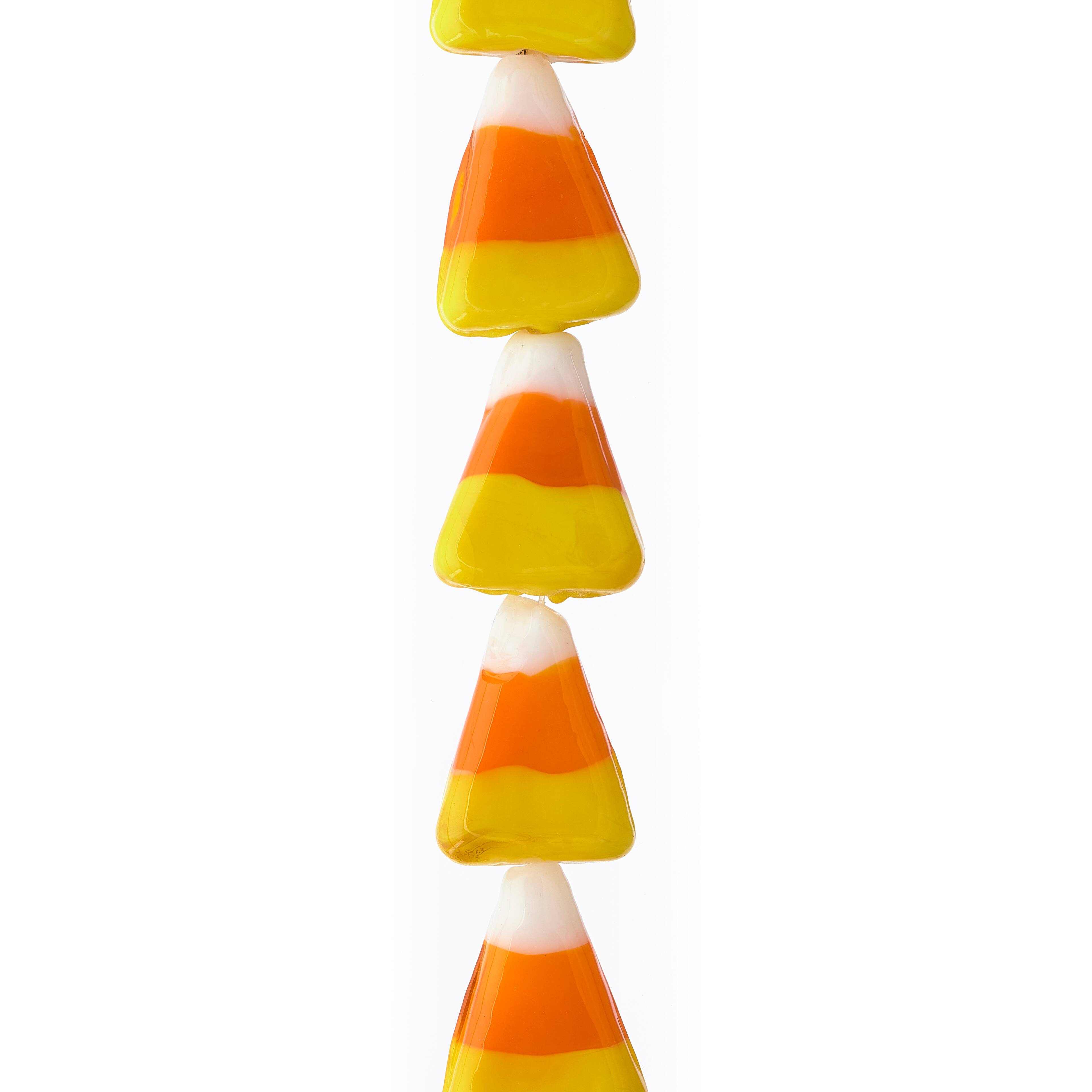 12 Pack: Yellow, Orange &#x26; White Candy Corn Glass Beads, 15mm by Bead Landing&#x2122;