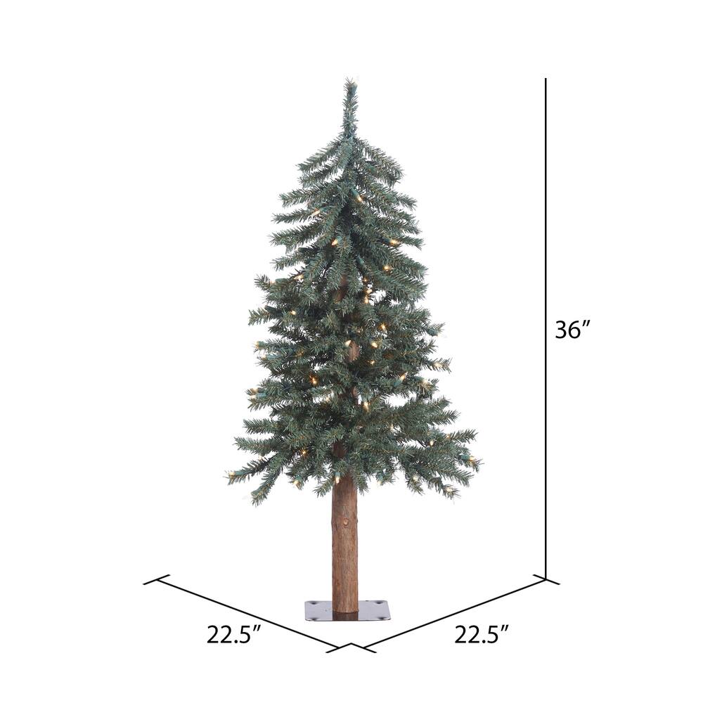 3ft. Pre-Lit Natural Bark Alpine Artificial Christmas Tree, Warm White Dura-Lit® LED Lights