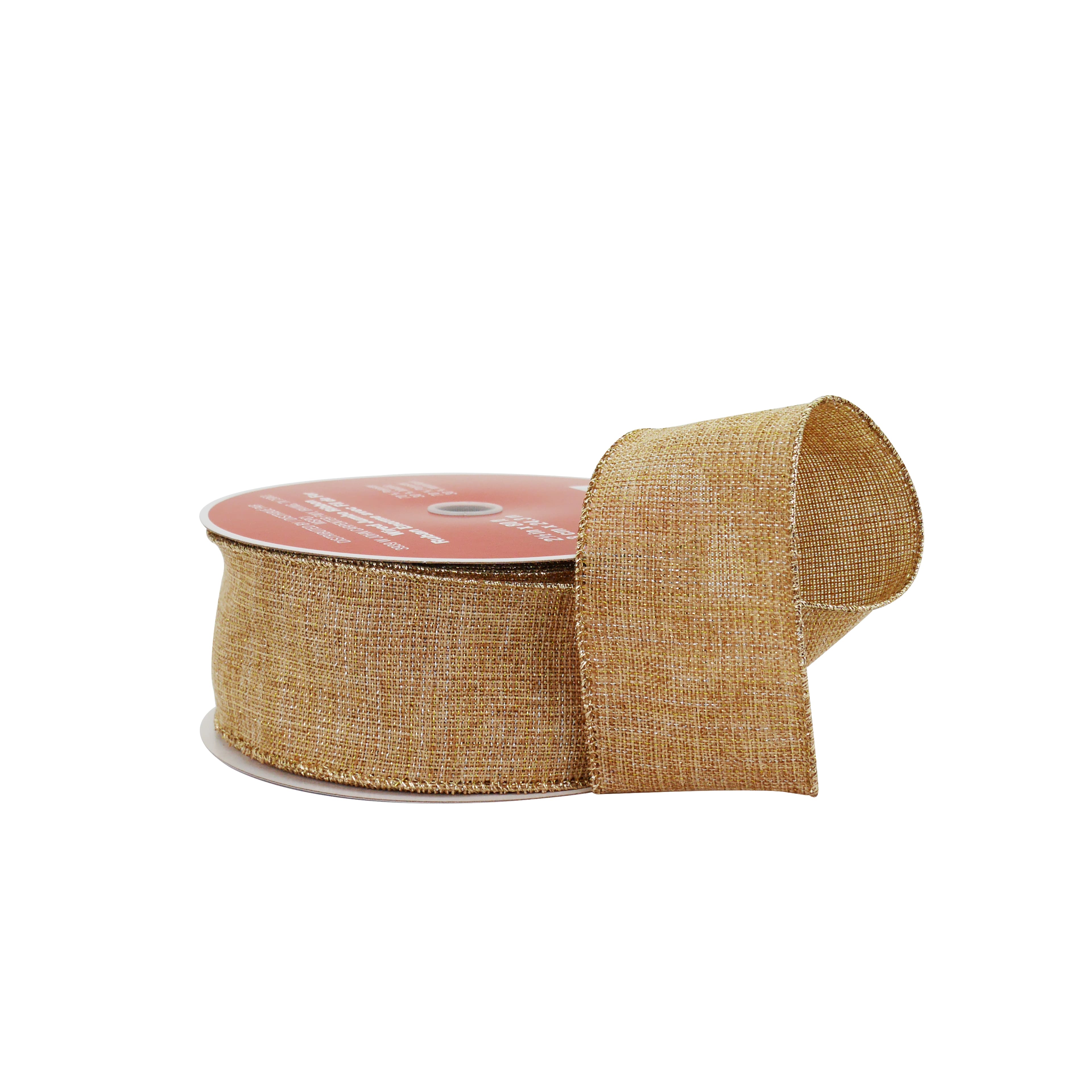 2.5&#x22; x 80ft. Faux Linen Shimmer Wired Jumbo Ribbon by Celebrate It&#xAE;