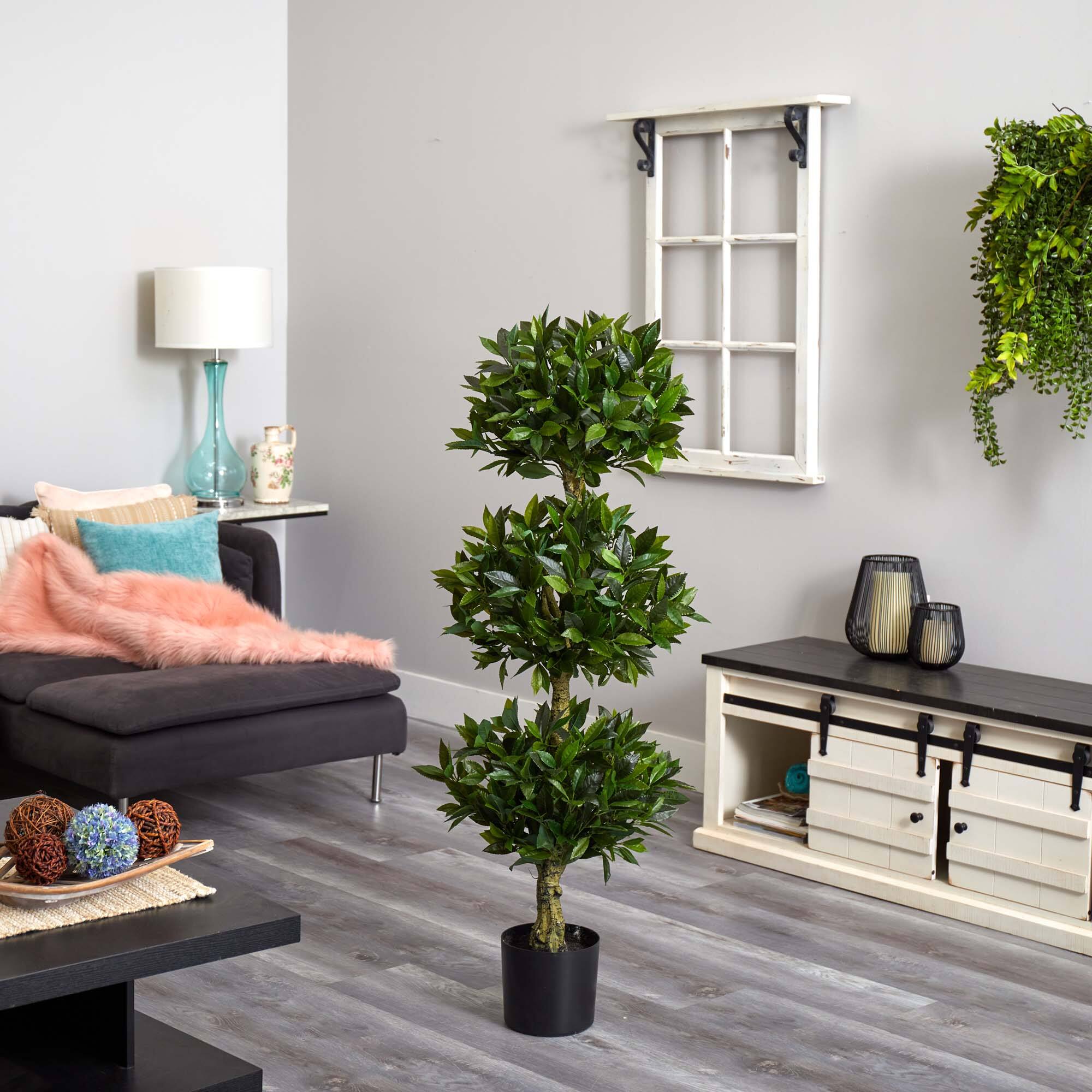 5ft. Potted UV Resistant Triple Bay Leaf Topiary Tree