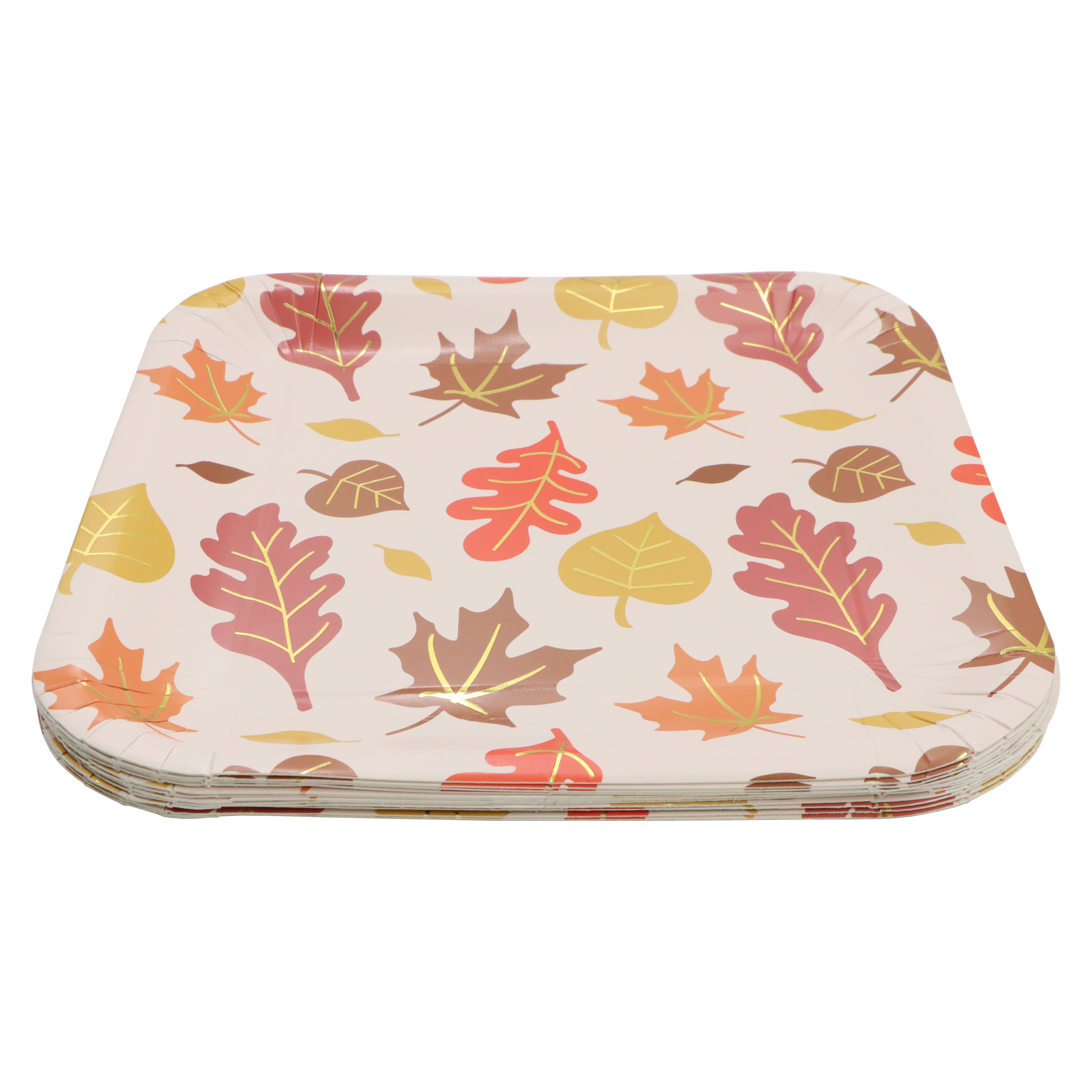 9&#x22; Square Thanksgiving Leaves Paper Plates, 12ct. by Celebrate It&#x2122;
