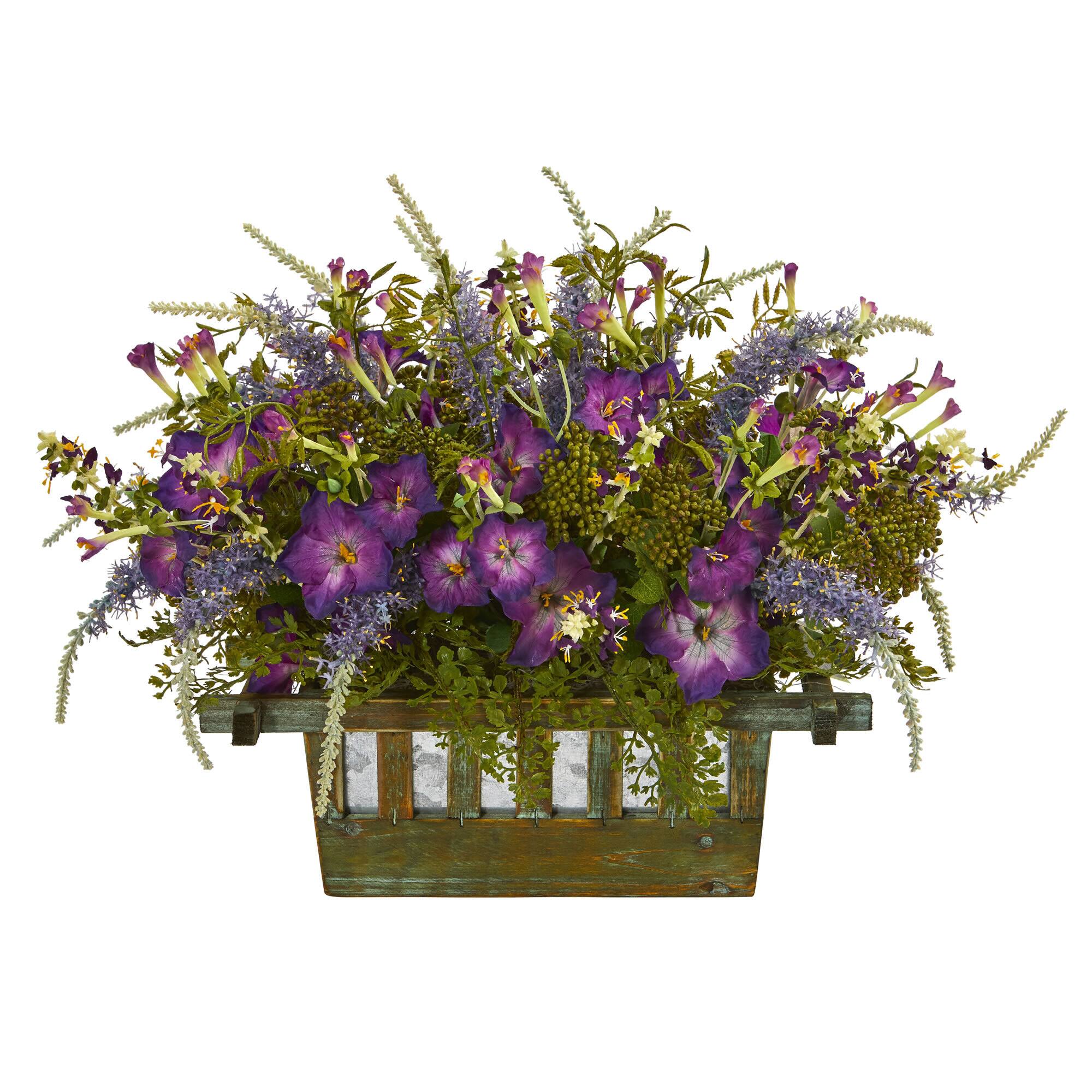 16" Morning Glory Artificial Arrangement in Decorative Planter