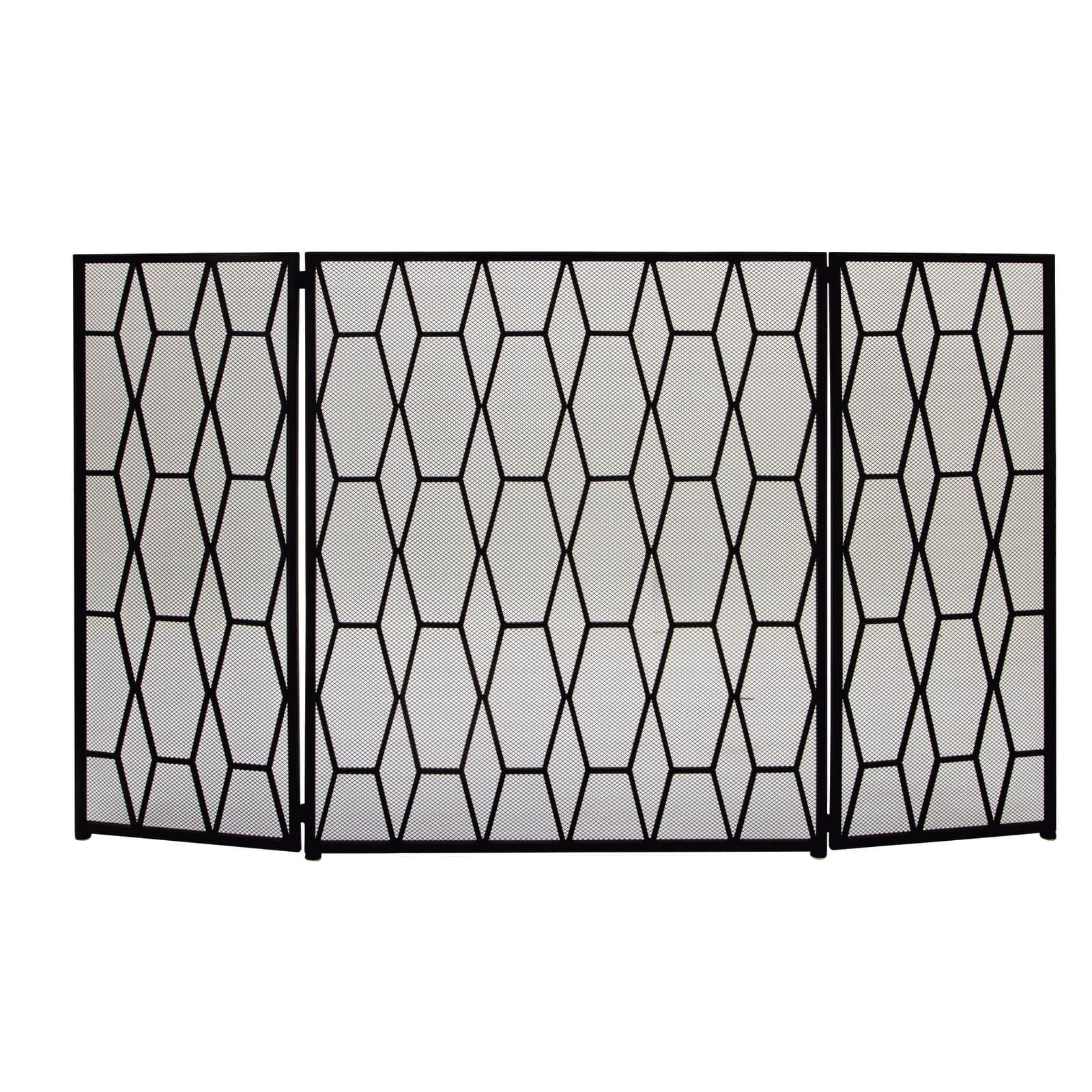 Black Metal Contemporary Fireplace Screen, 31