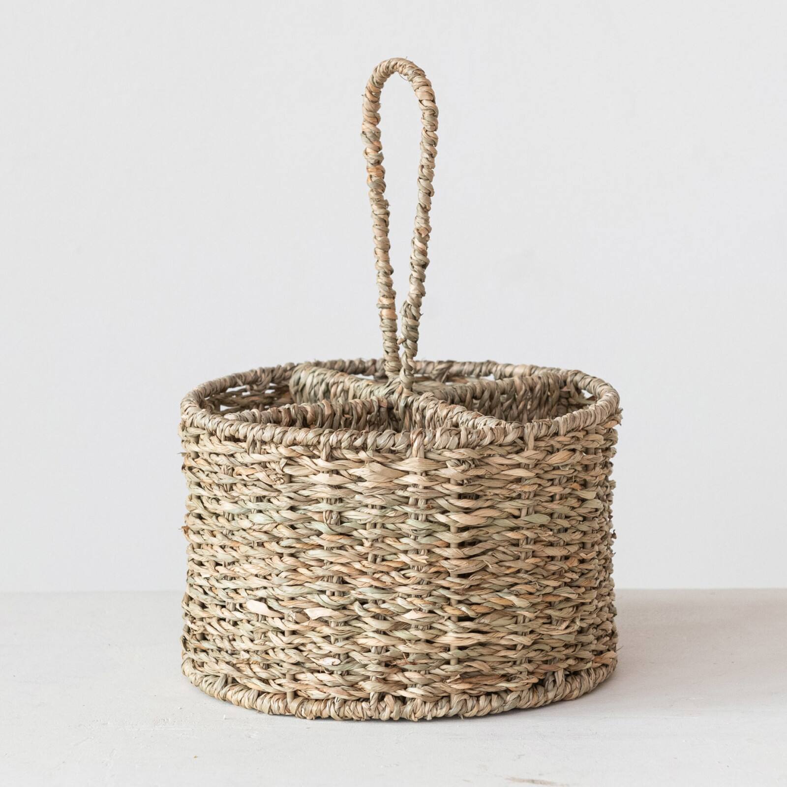 Hello Honey® 11.5" Natural Round Seagrass 4-Section Caddy