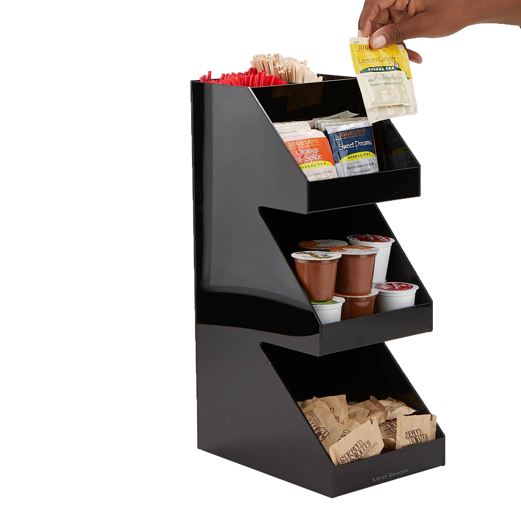 Mind Reader Black Acrylic 3-Tier High Quality Coffee and Tea Condiment Organizer