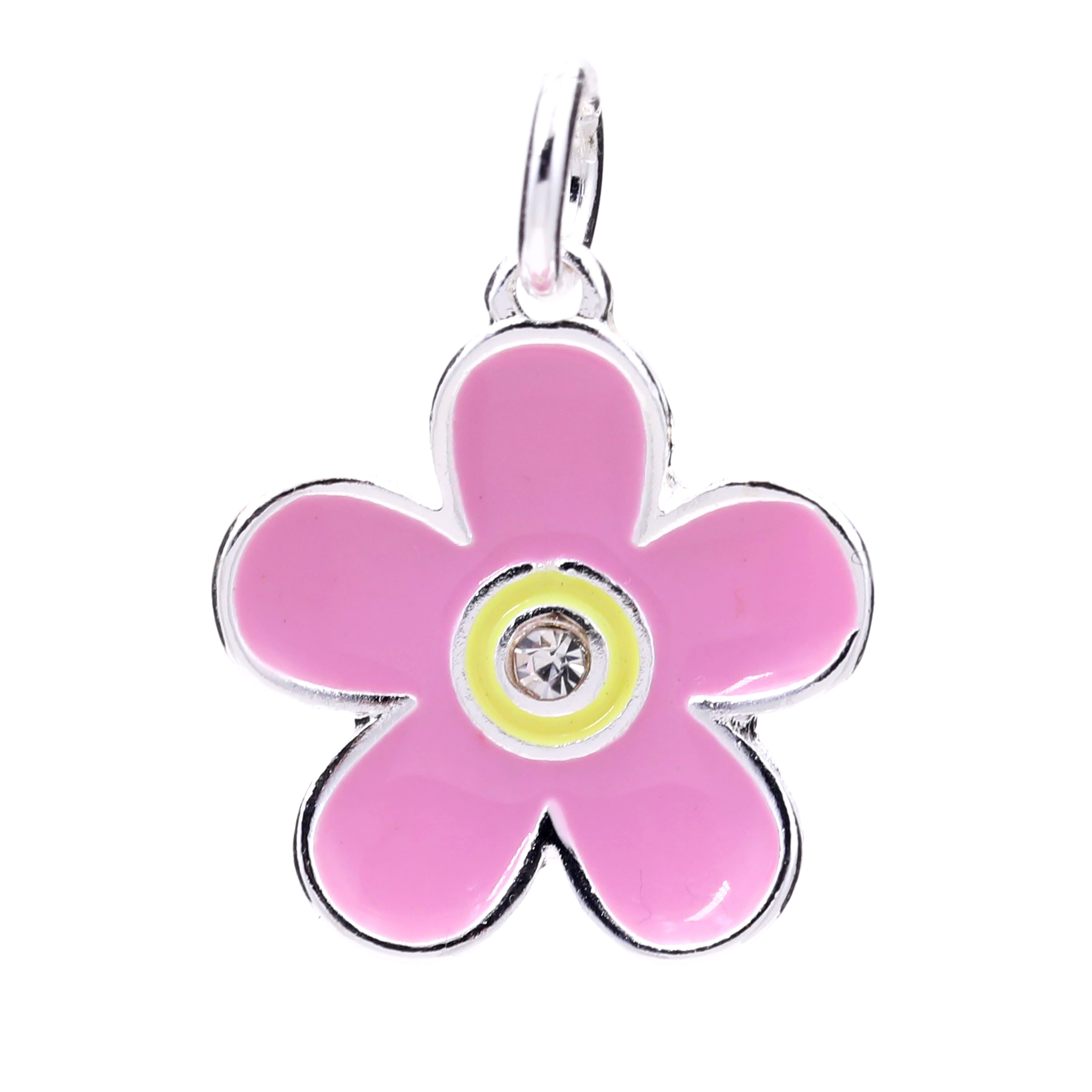 Breloque de fleur rose plaqu&#xE9;e argent de Bead Landing
