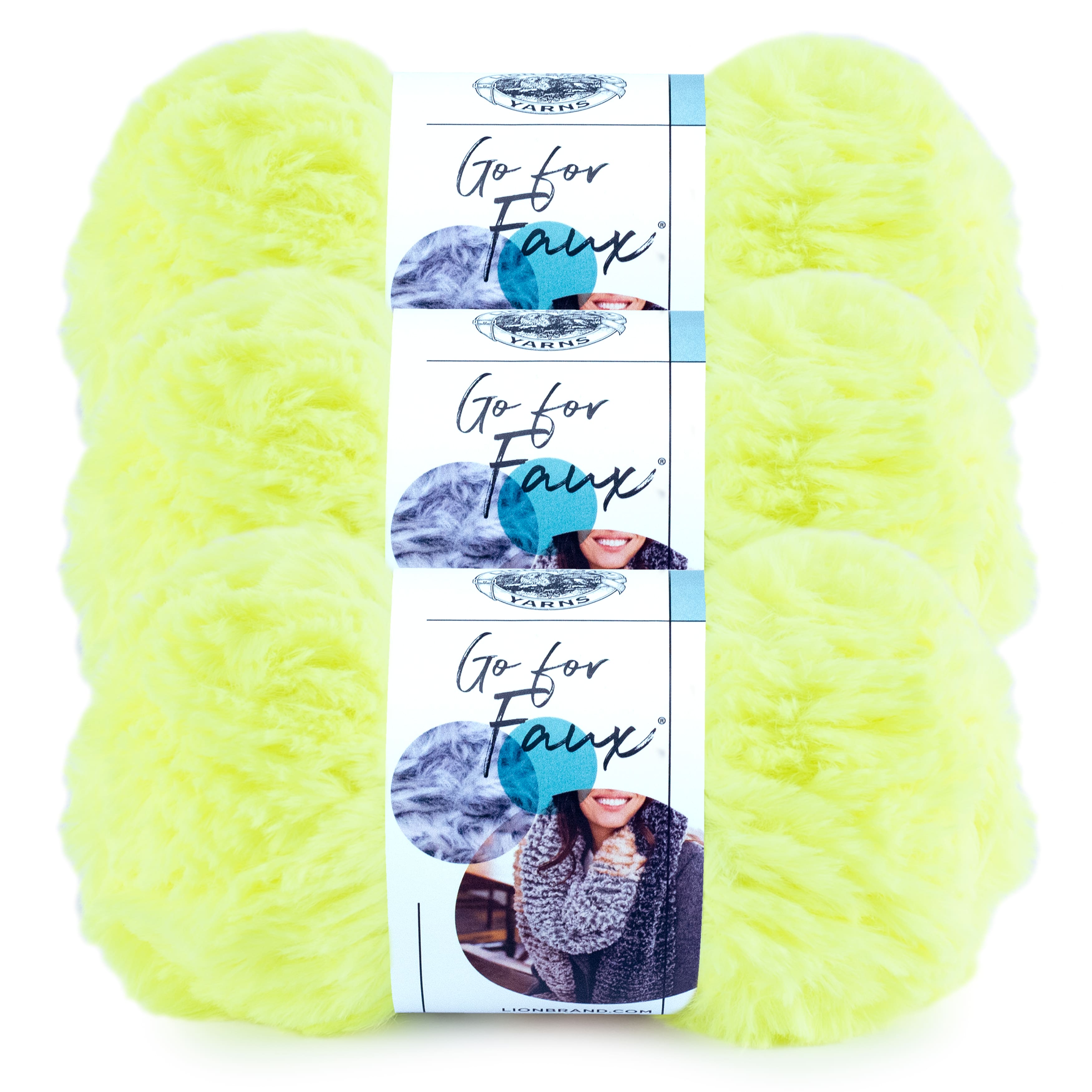 3 Pack) Lion Brand Yarn 322-204 Go for Faux Yarn, Chinchilla