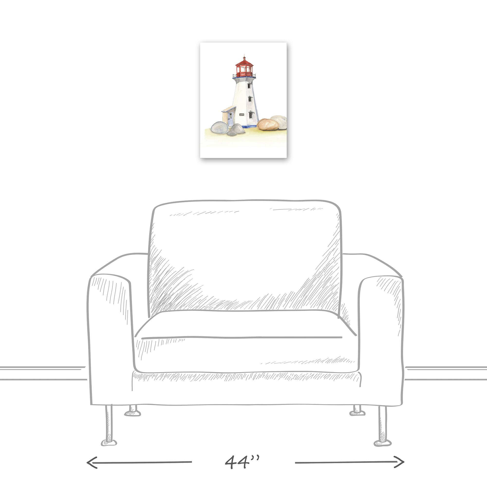 Rocks And Lighthouse 12" x 16" Canvas Wall Art