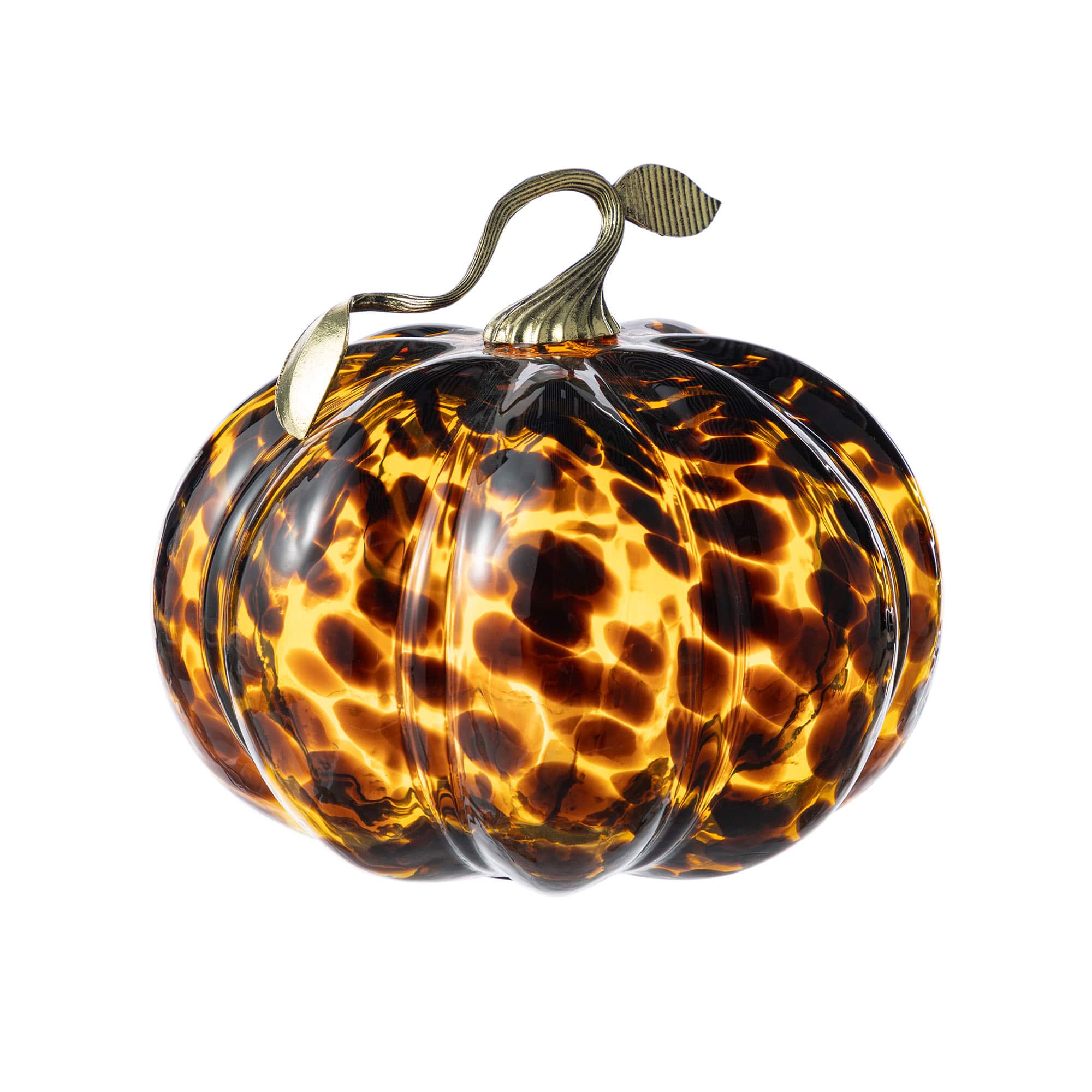 Glitzhome&#xAE; Amber Dots Glass Pumpkin
