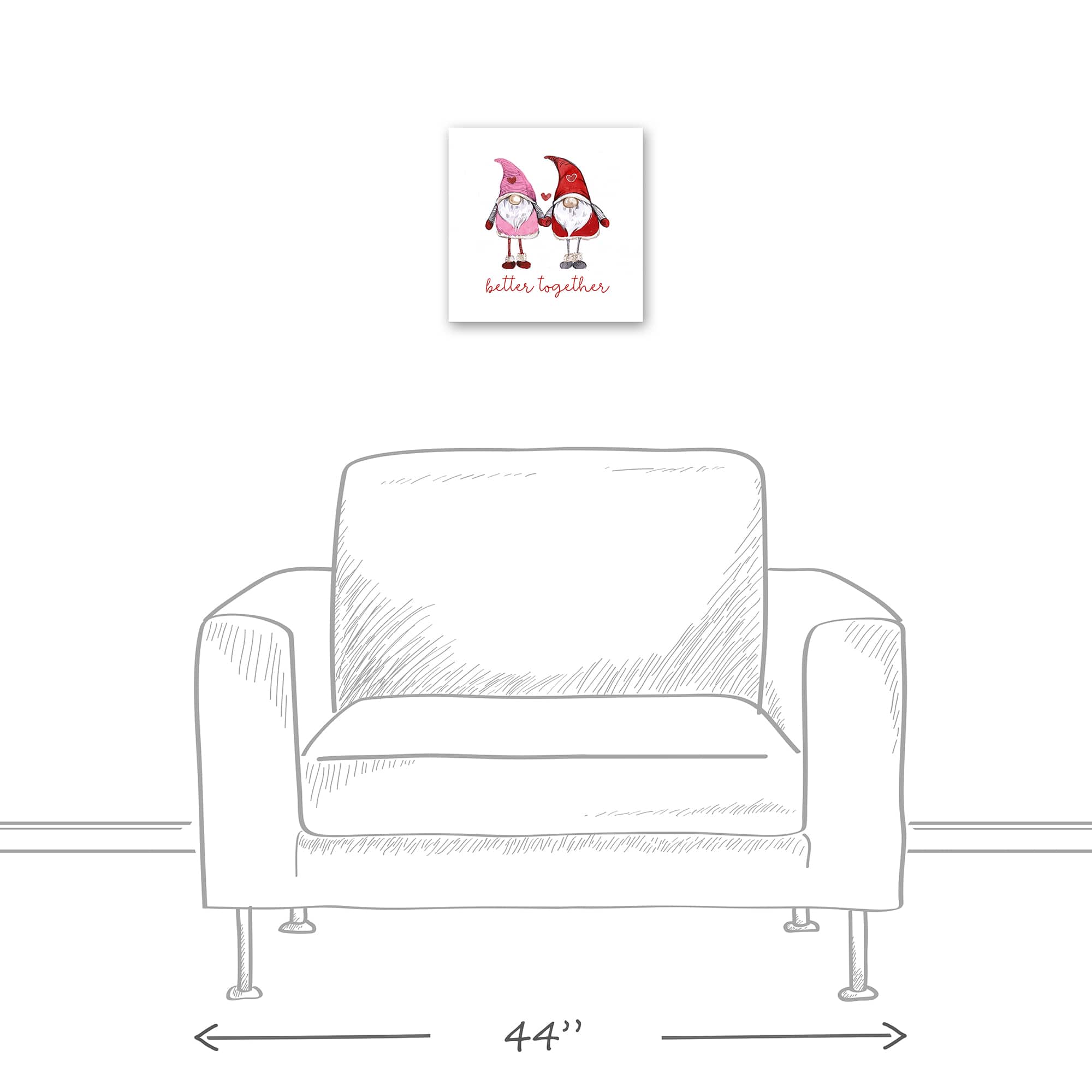 Love Gnomes Better Together 12" x 12" Canvas Wall Art