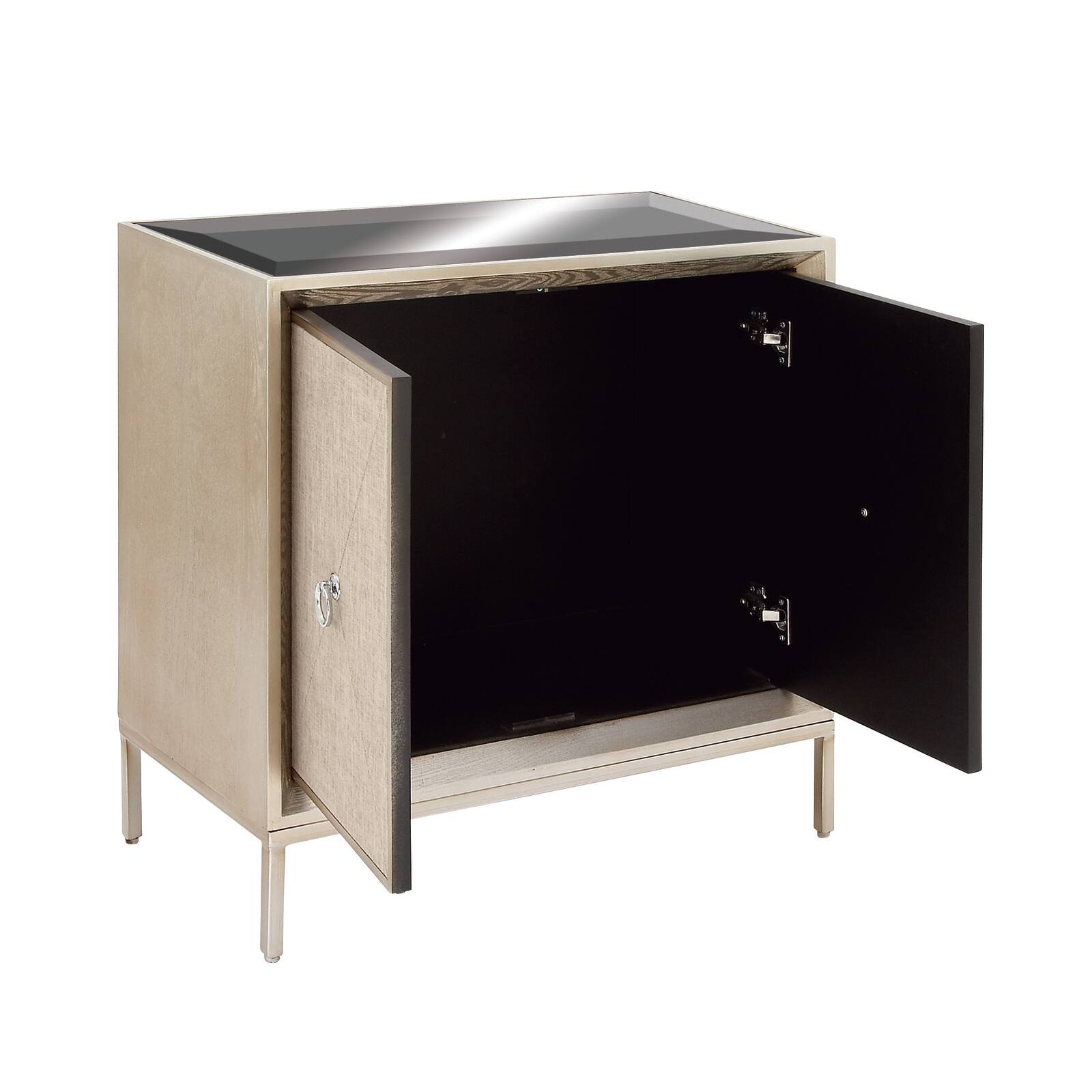 Beige Wood Glam Cabinet