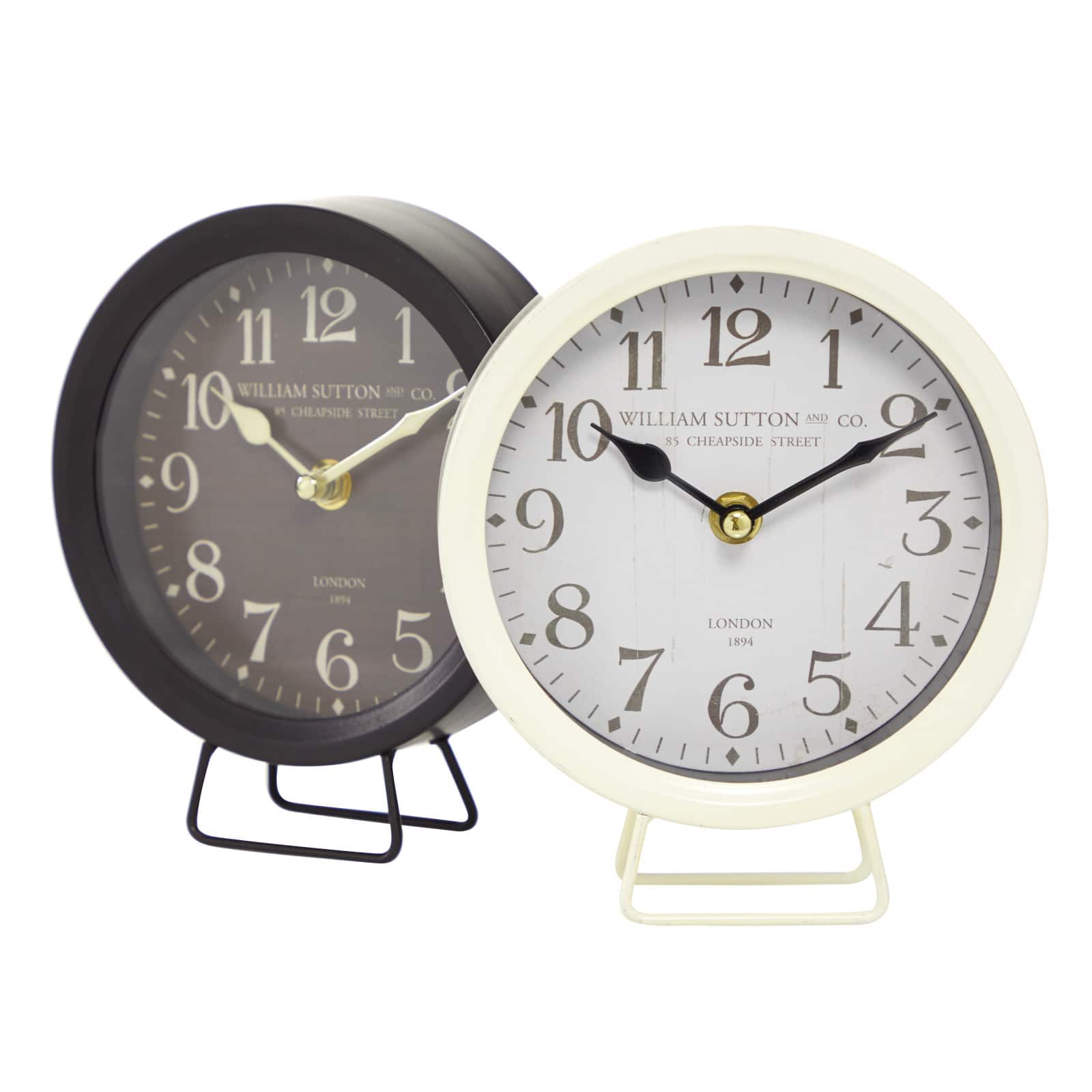 7&#x22; Round Metal Vintage Clock Set