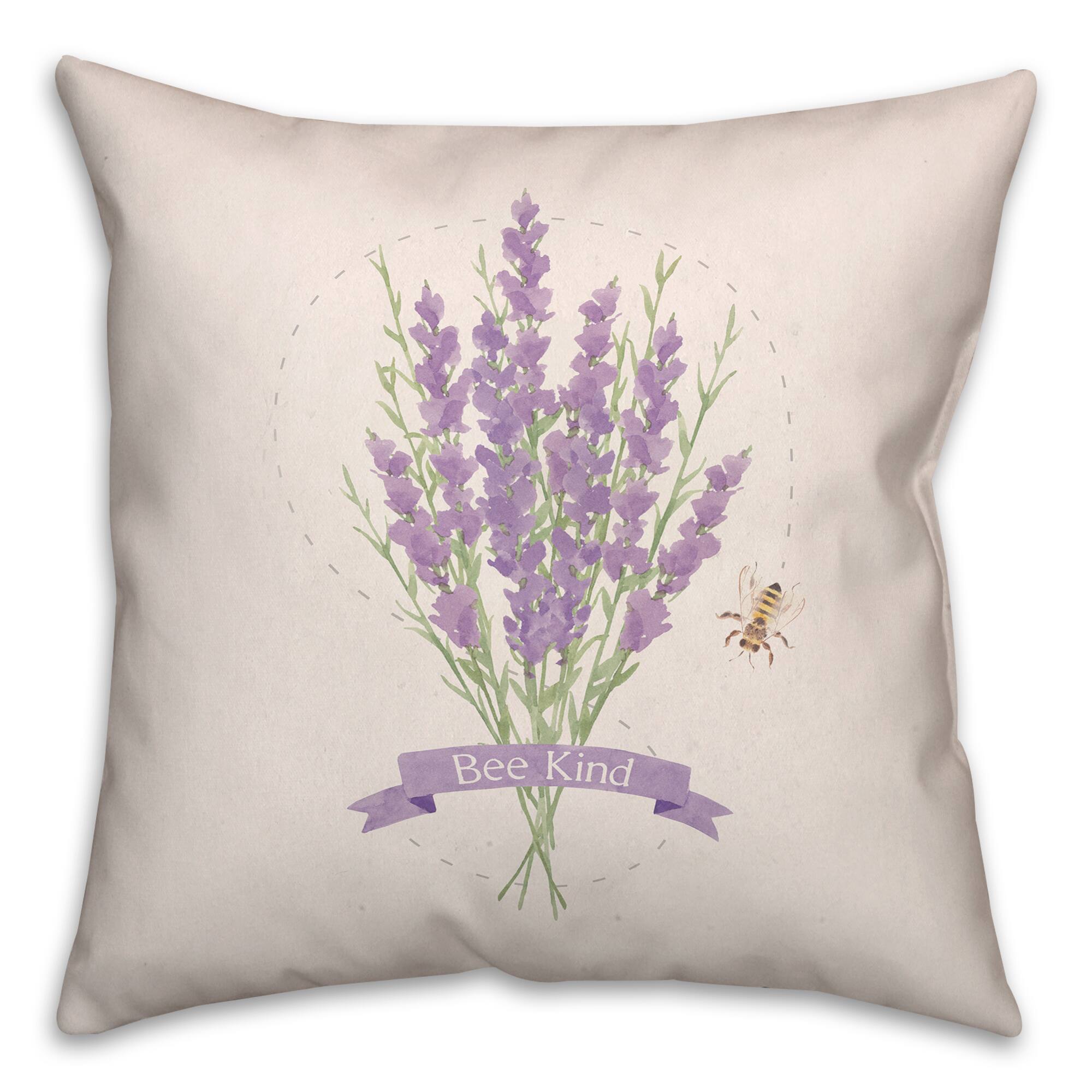 Bee Kind Lavendar 18" x 18" Throw Pillow