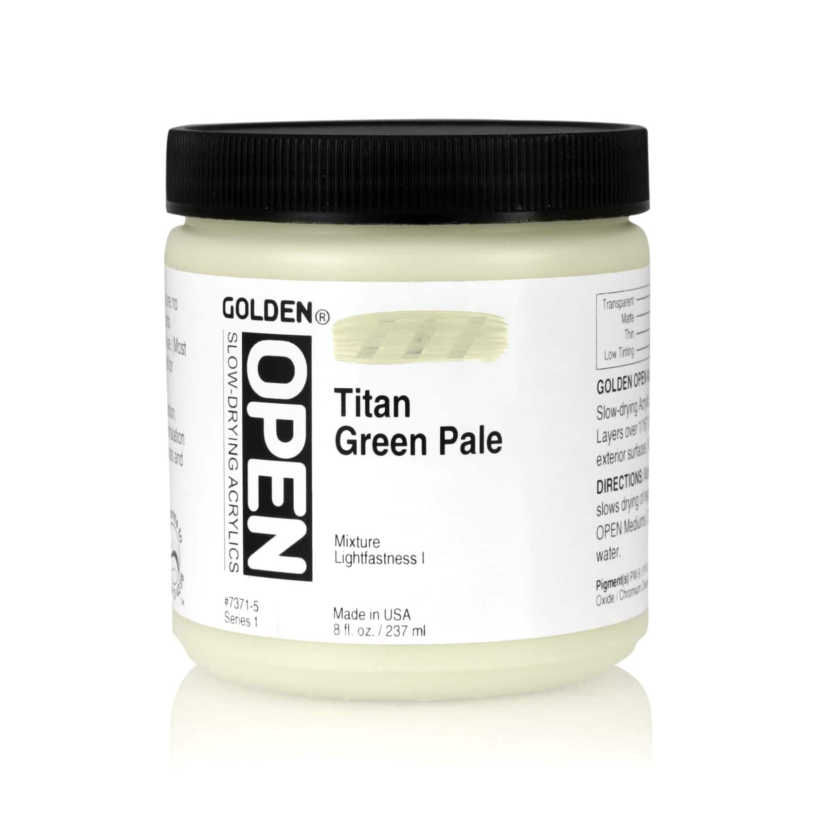 Golden OPEN Slow Drying Acrylics, 8 oz Paint in Titanium Green Pale