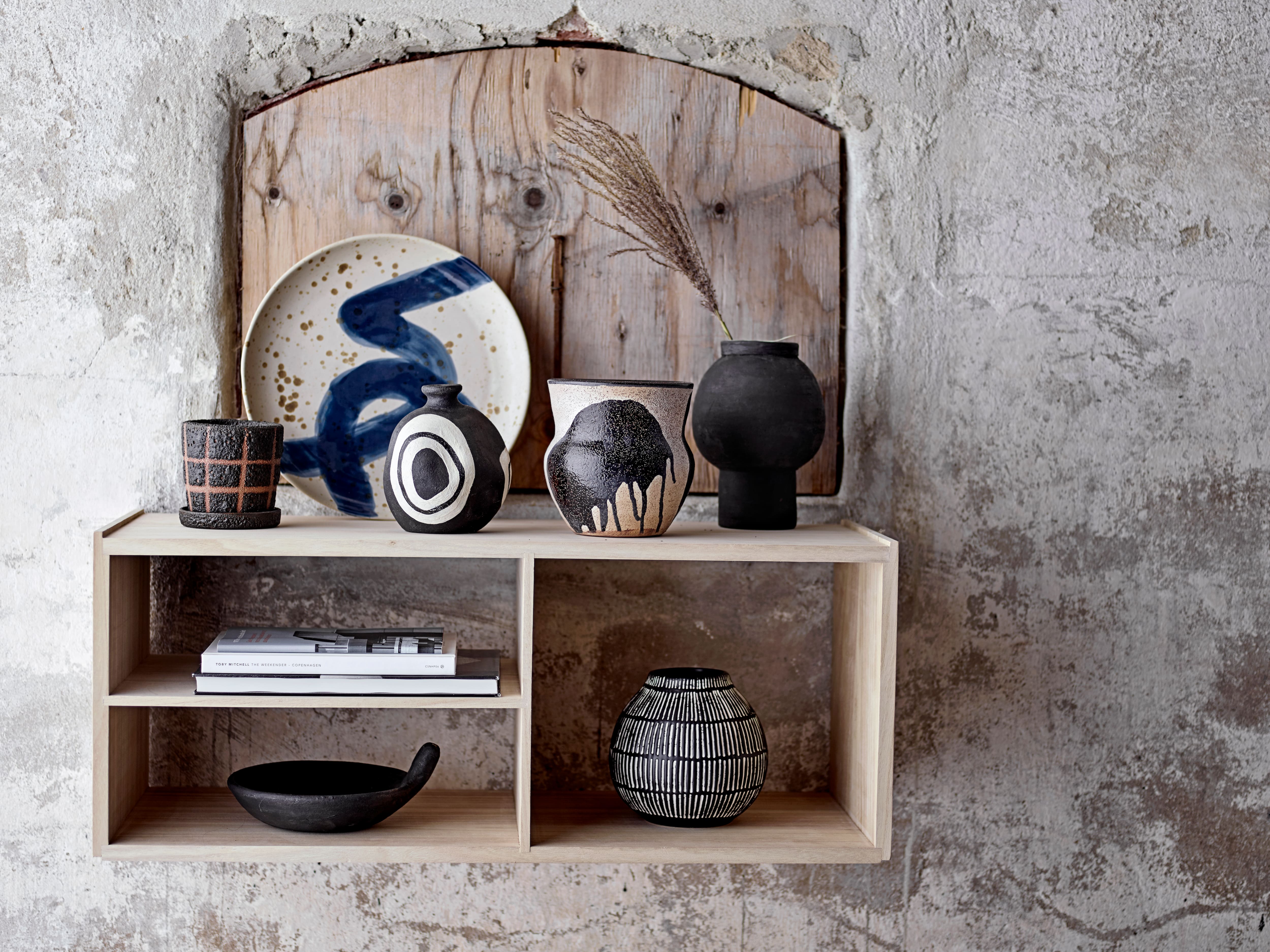 Hello Honey® 6" Black & White Debossed Stoneware Vase