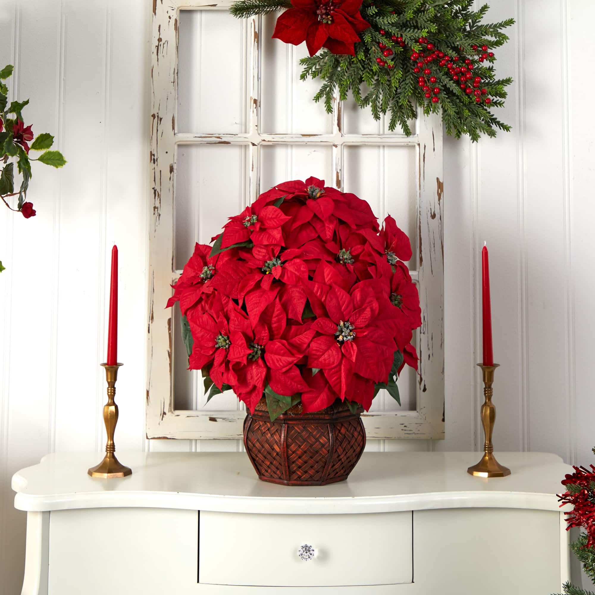 22" Potted Poinsettia with Decorative Planter