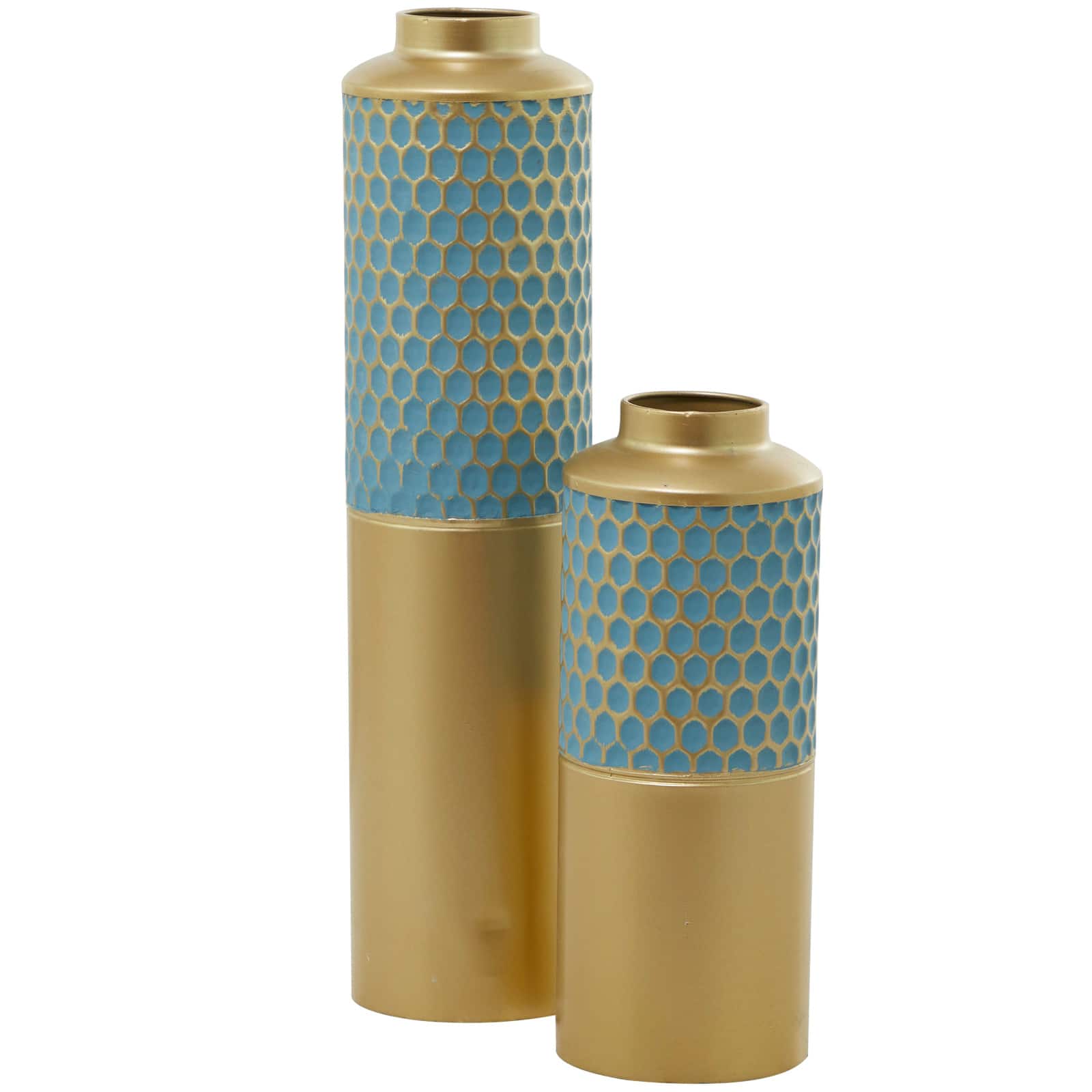 Light Blue Metal Glam Vase, Set of 2