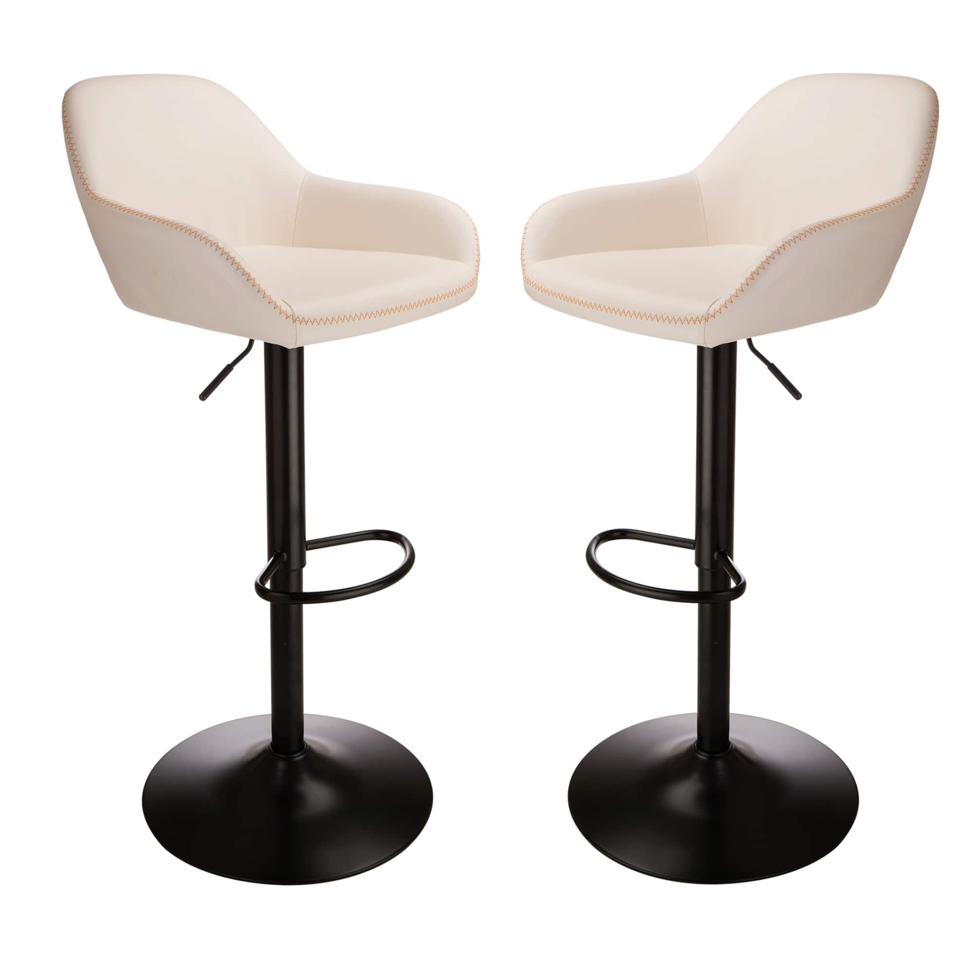 Glitzhome® Mid-Century Leatherette Gaslift Adjustable Swivel Bar Stool Set