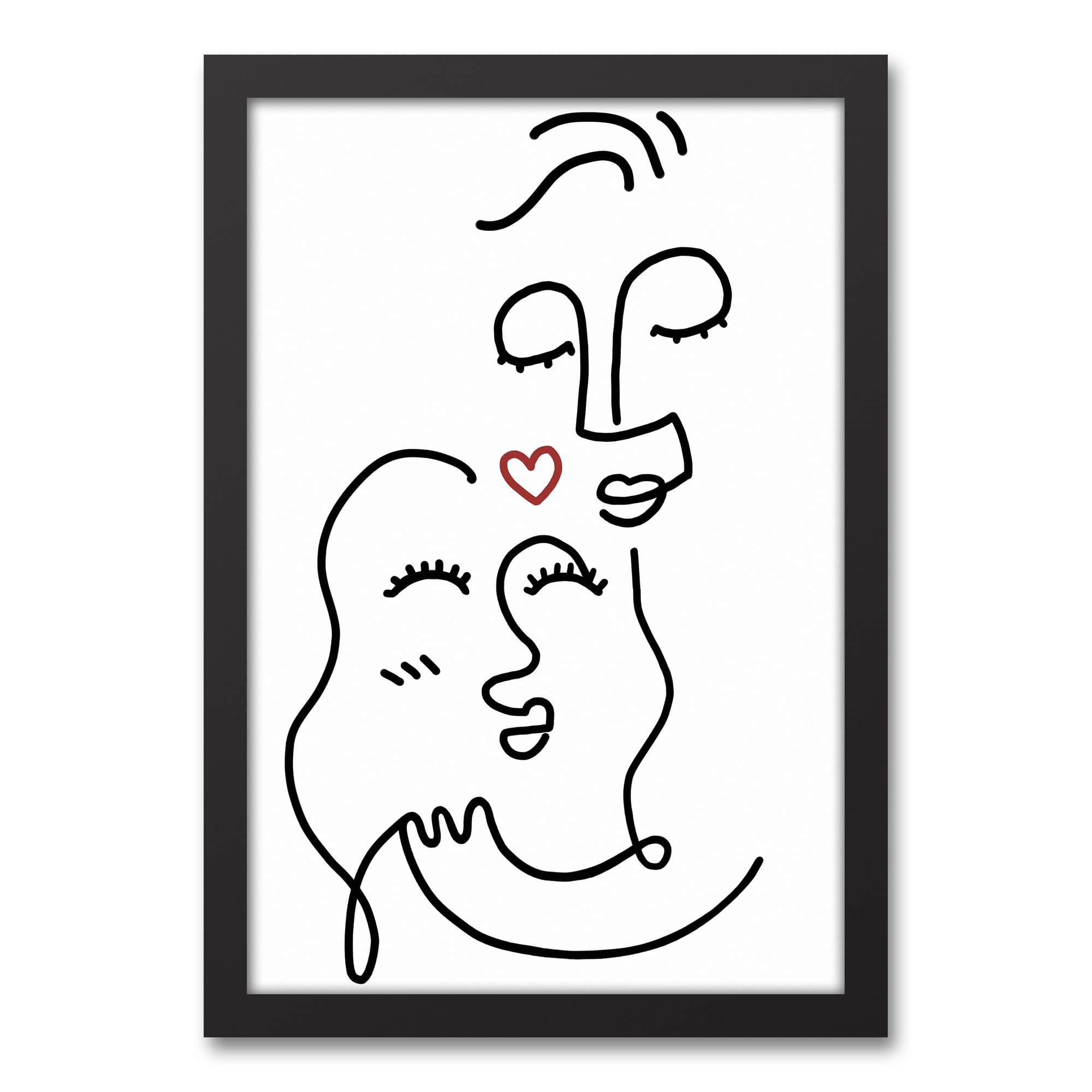 Drawn Love Faces Black Framed Canvas