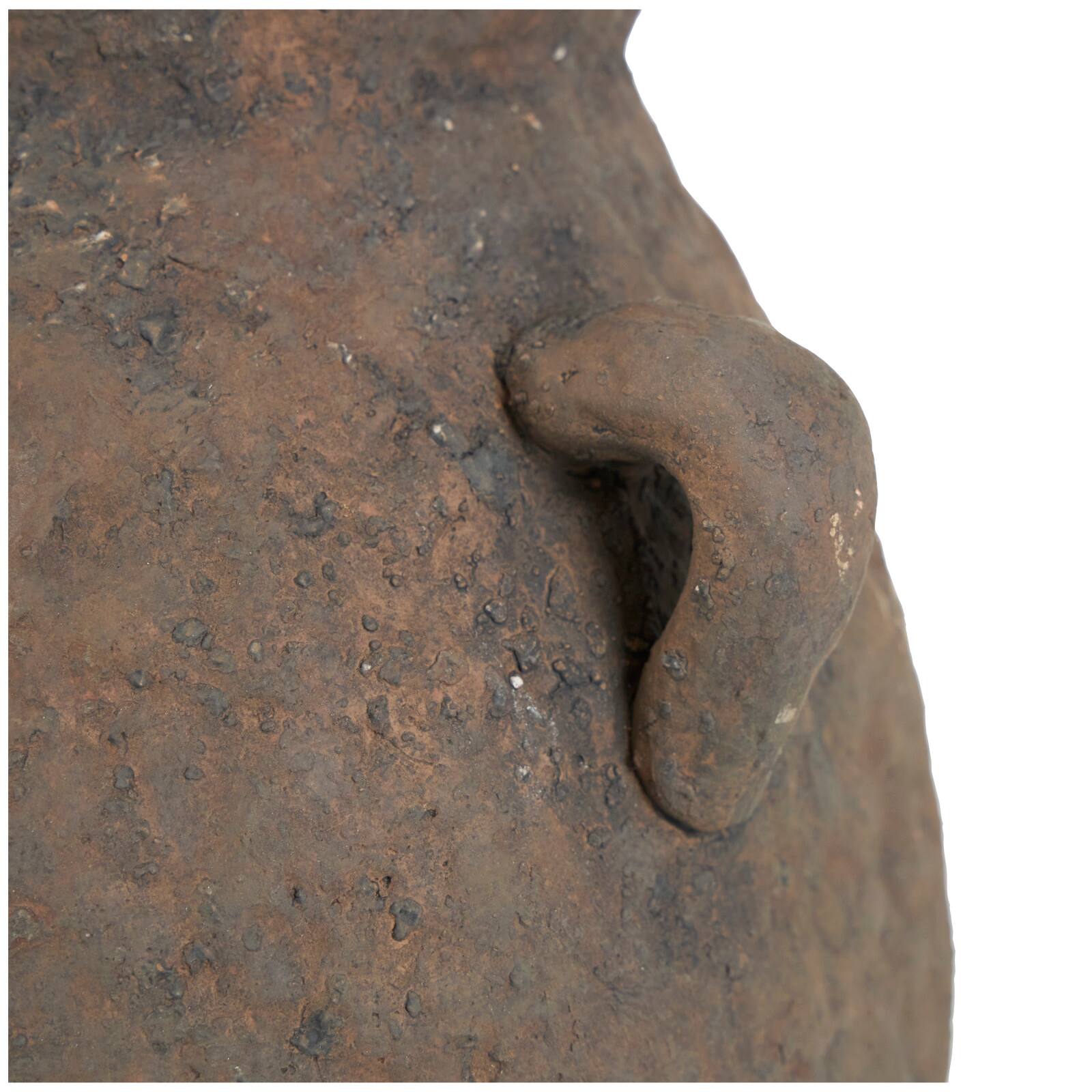 15.5&#x22; Dark Brown Ceramic Handmade Textured Vase