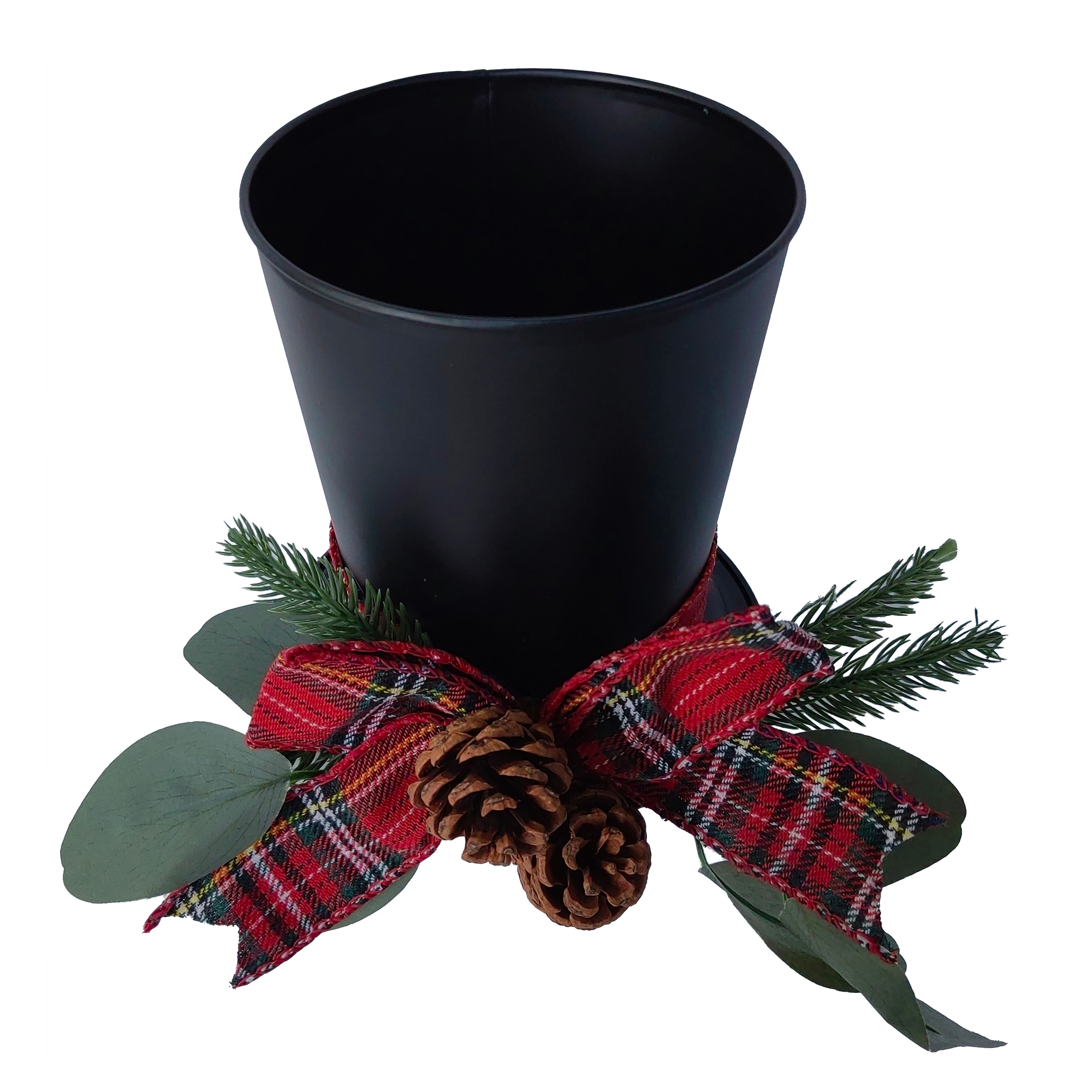 8.6&#x22; Black Snowman Hat Metal Container by Ashland&#xAE;