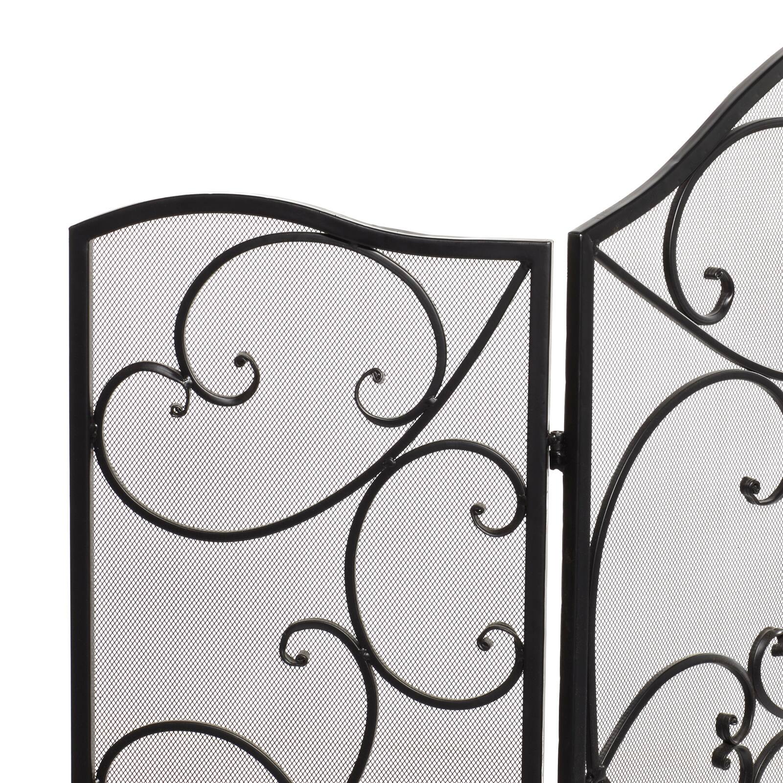 Black Metal Traditional Fireplace Screen, 36" x 49" x 1"