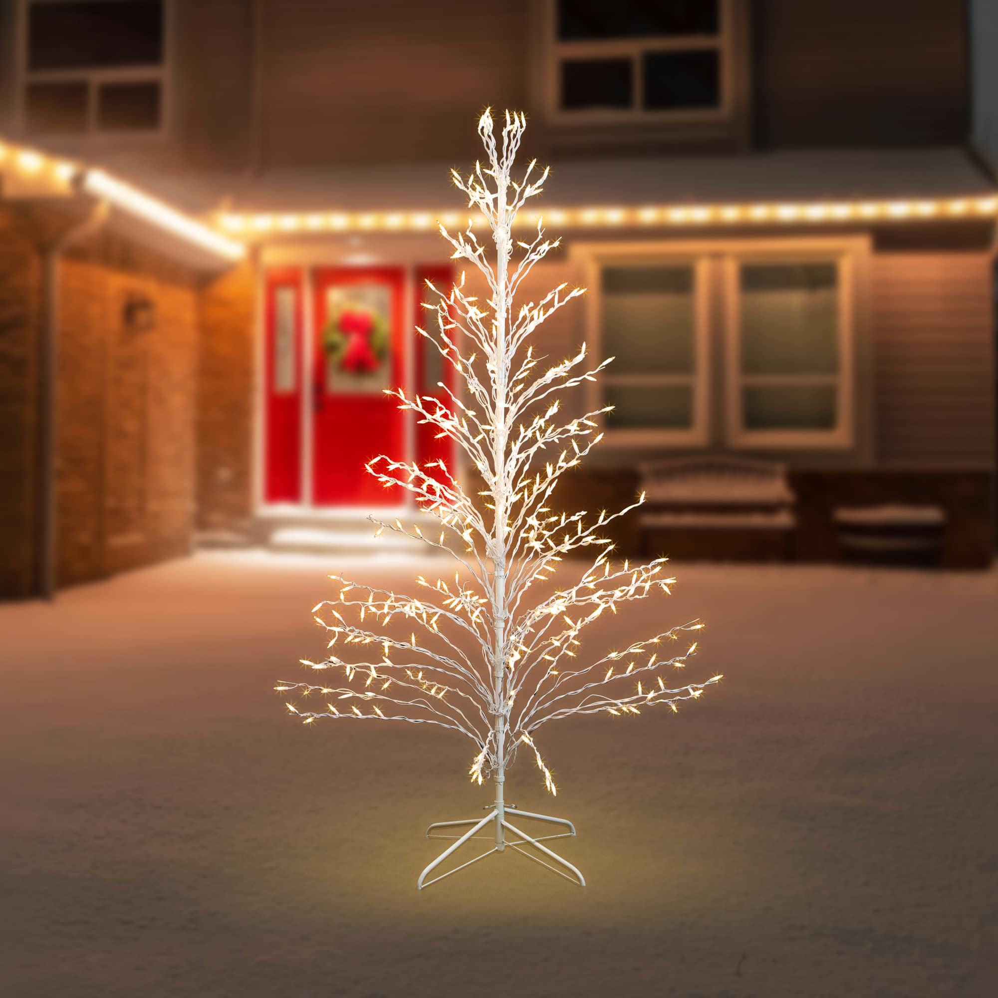 6ft. Pre-Lit White Cascade Twig Artificial Christmas Tree, Clear Lights