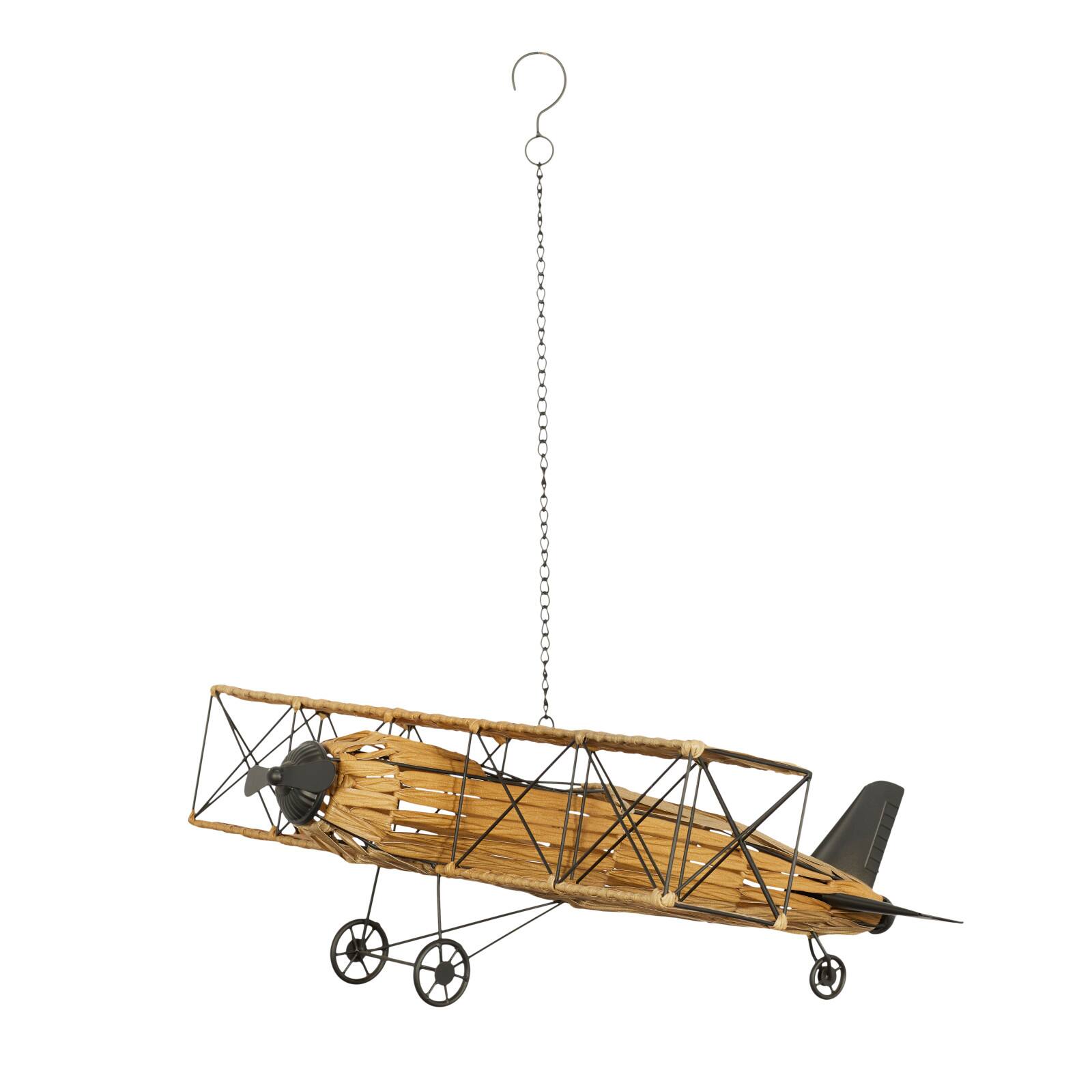 Tan Metal Natural Plane Sculpture, 10&#x22; x 31&#x22; x 28&#x22;