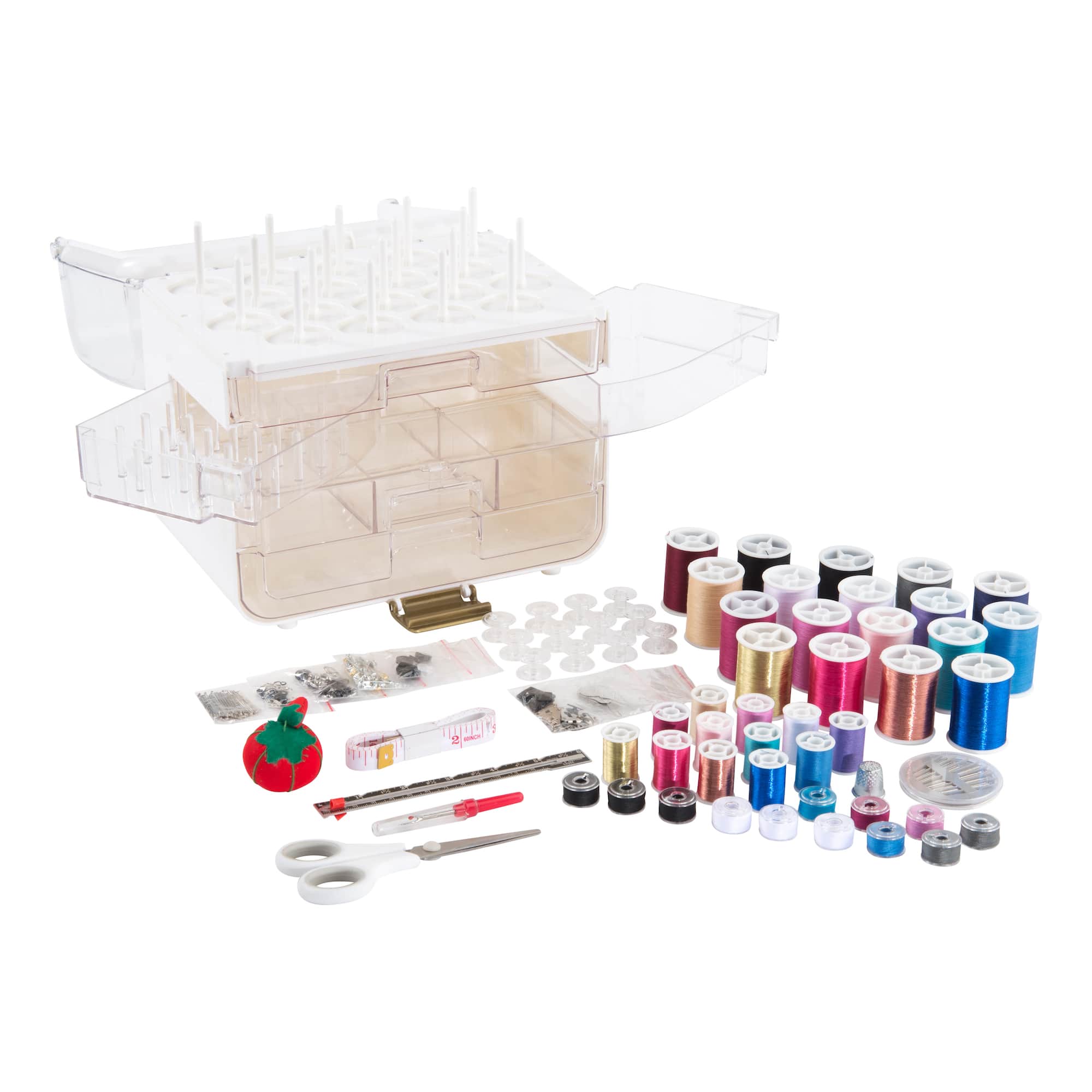 SINGER® Sew-It-Goes 255 Piece Sewing Kit & Craft Organizer Sewing Storage Case with Metallic Embroidery Thread