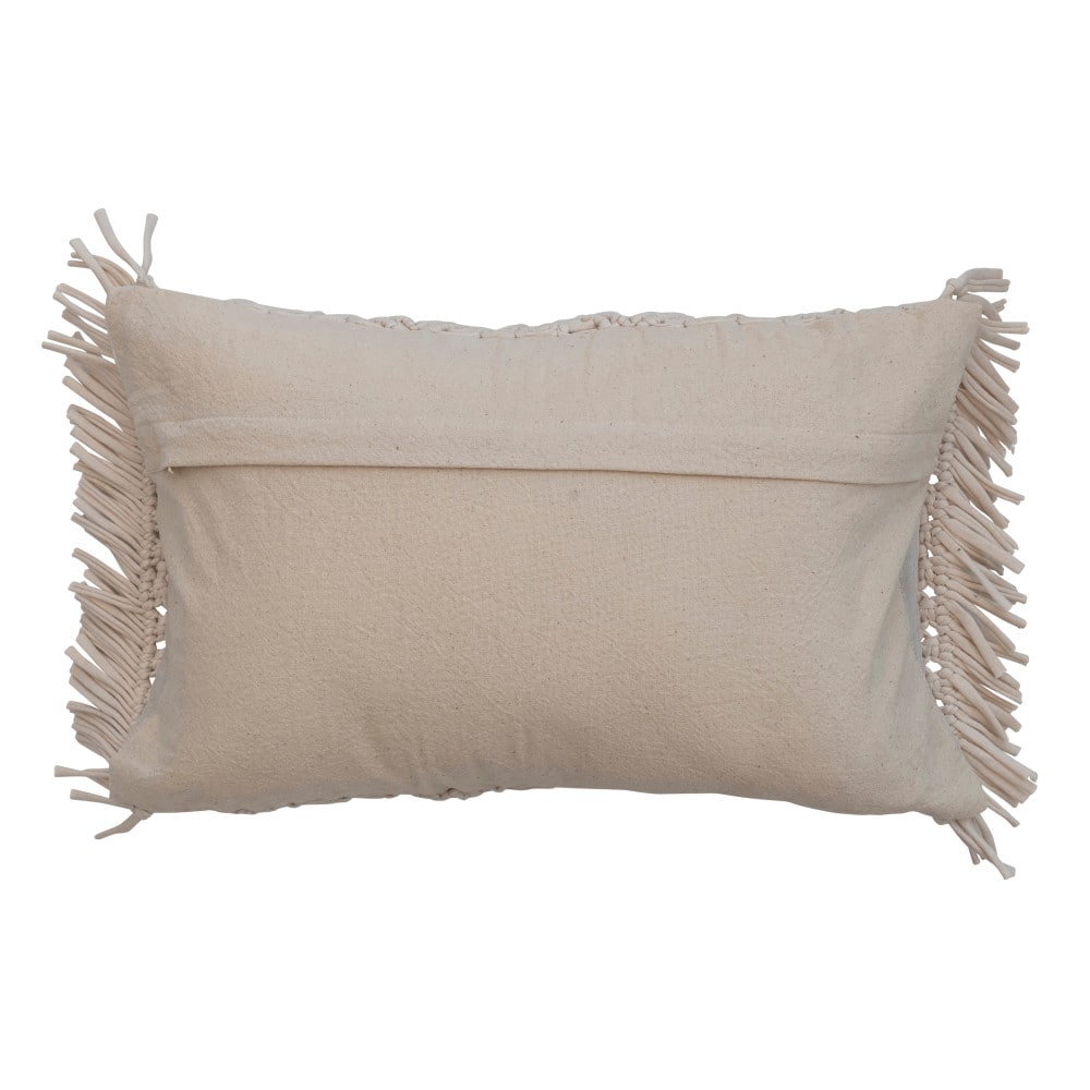 Hello Honey® Ivory Boho Macramé Lumbar Pillow with Fringe
