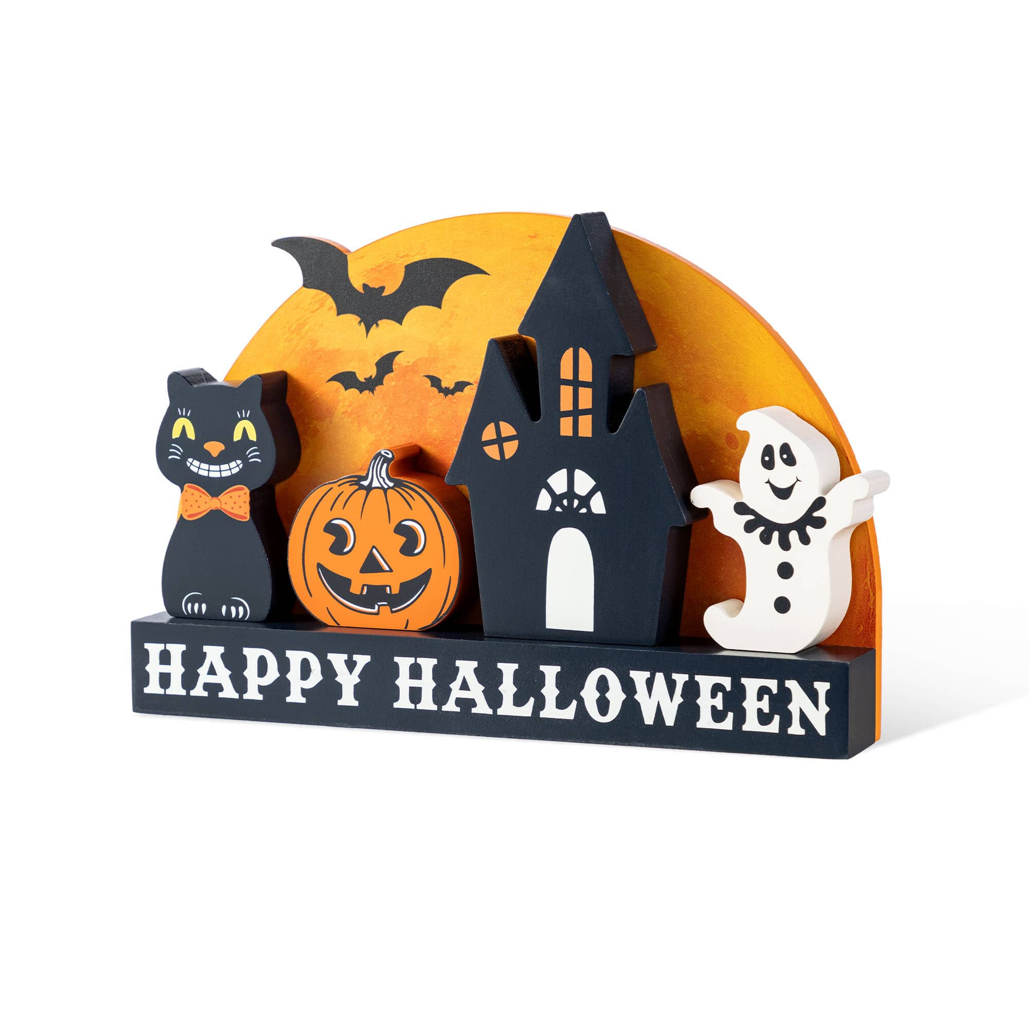 Glitzhome&#xAE; 12&#x22;L HAPPY HALLLOWEEN Wooden Table Block Set