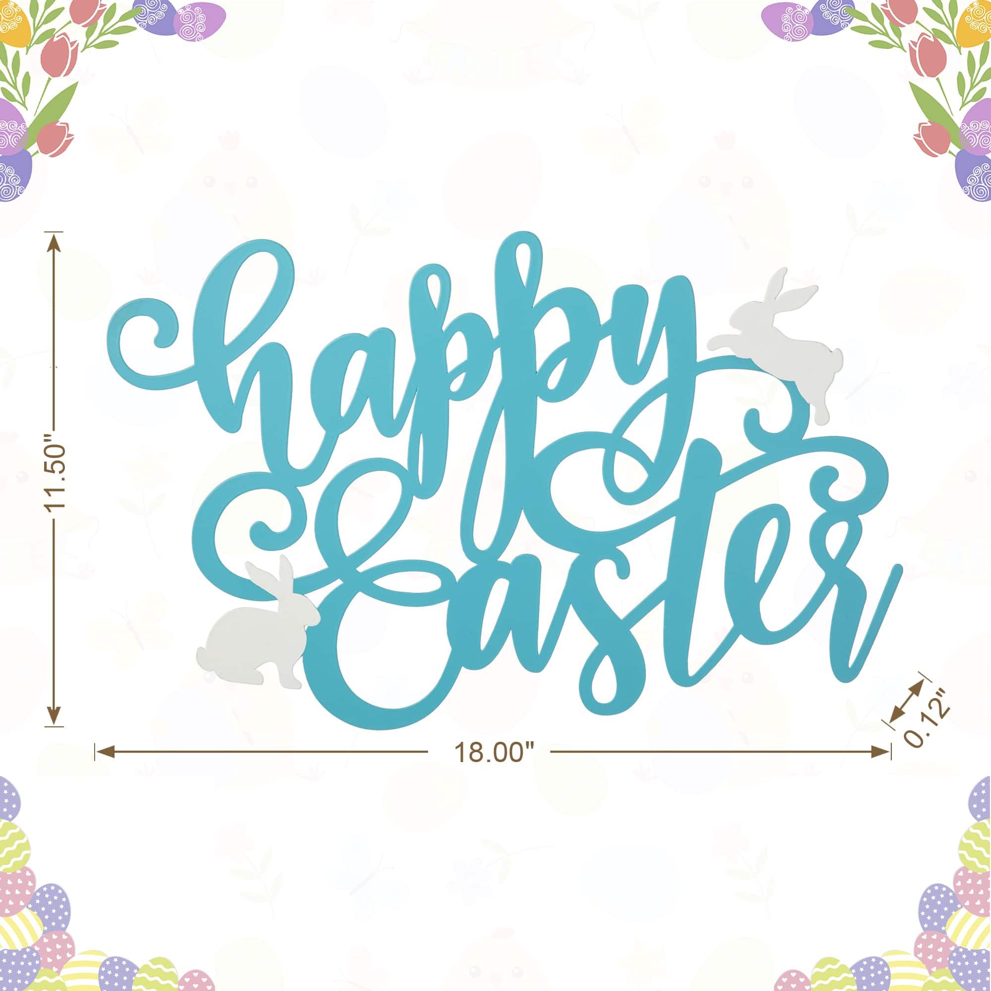 Glitzhome&#xAE; 18&#x22; Easter Metal &#x22;Happy Easter&#x22; Door Hanger