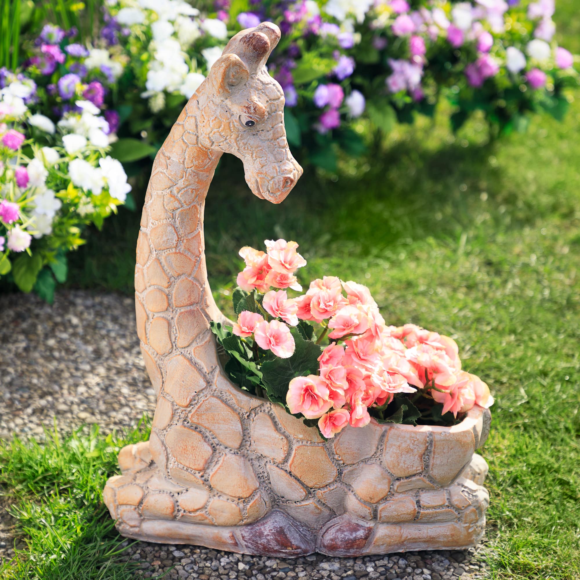 17" Giraffe Outdoor Ceramic Garden Planter