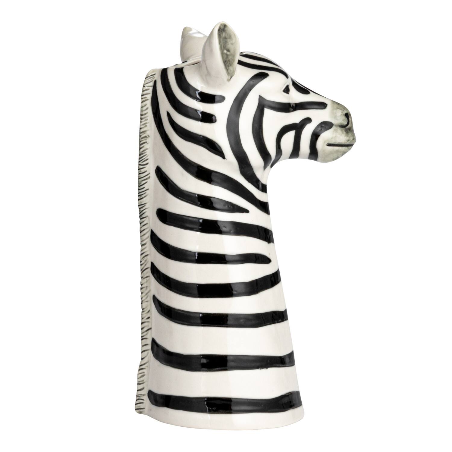 Hello Honey® 11.5" White & Black Hand-Painted Decorative Stoneware Zebra Vase