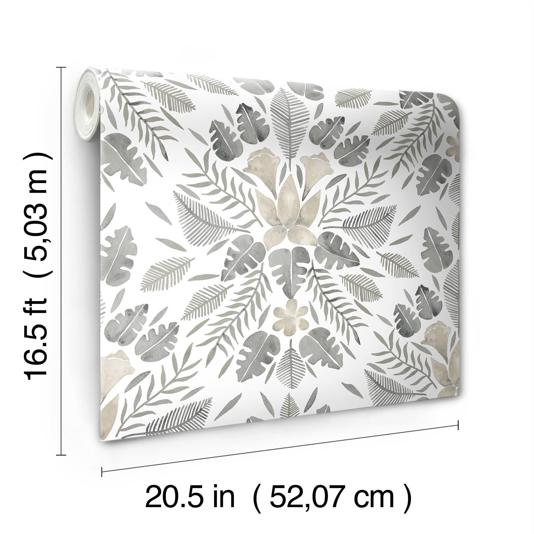 RoomMates Gray & Taupe Gray Cat Coquillette Tropical Peel & Stick Wallpaper