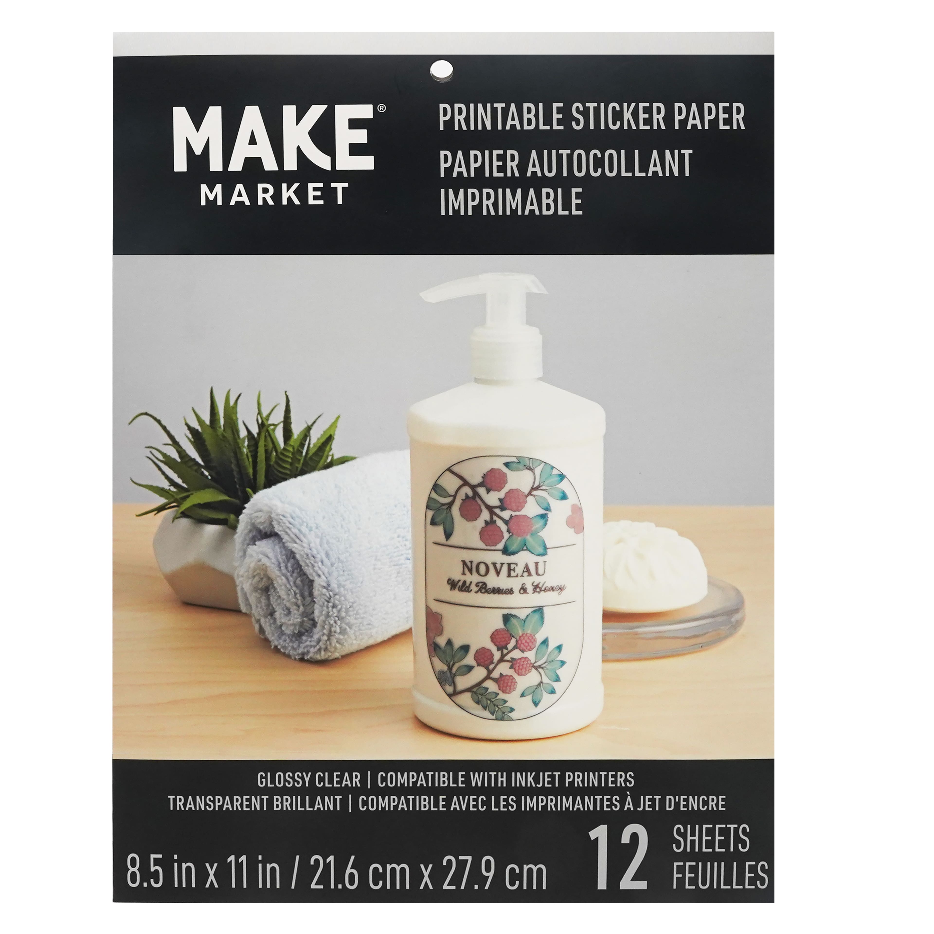 8.5&#x22; x 11&#x22; Clear Printable Sticker Paper by Make Market&#xAE;