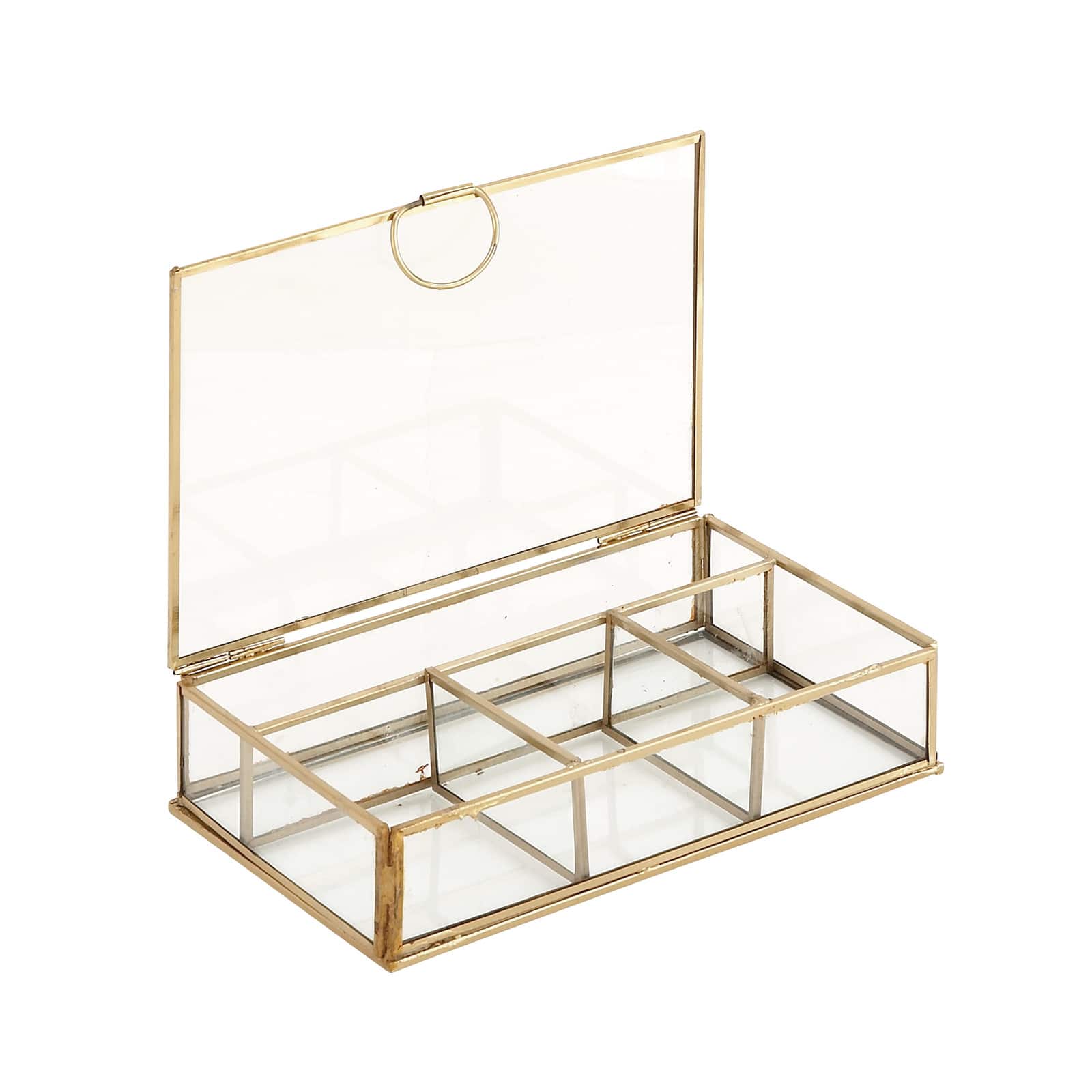 Rectangular Metal &#x26; Glass Jewelry Box