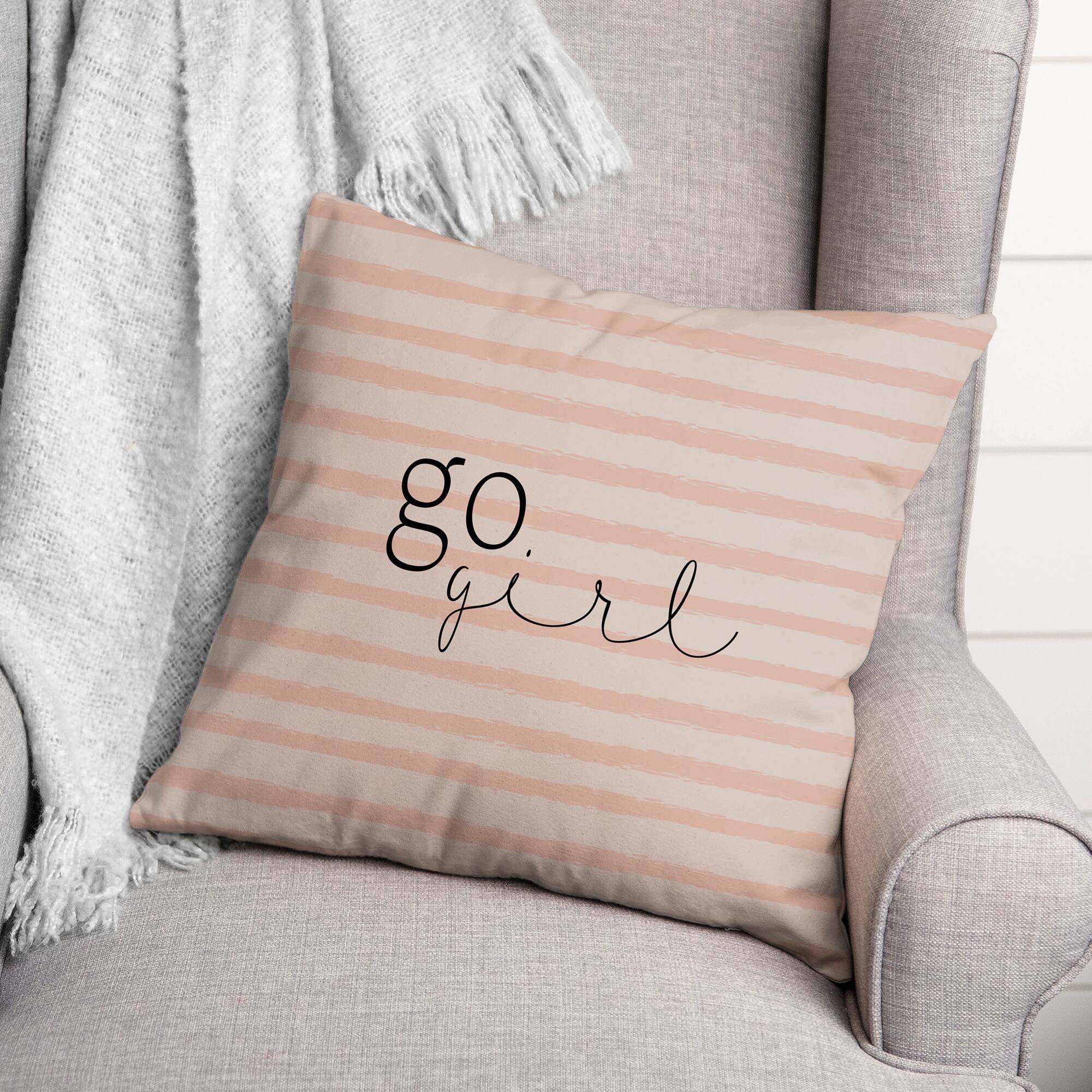Go Girl Stripes 18" x 18" Throw Pillow