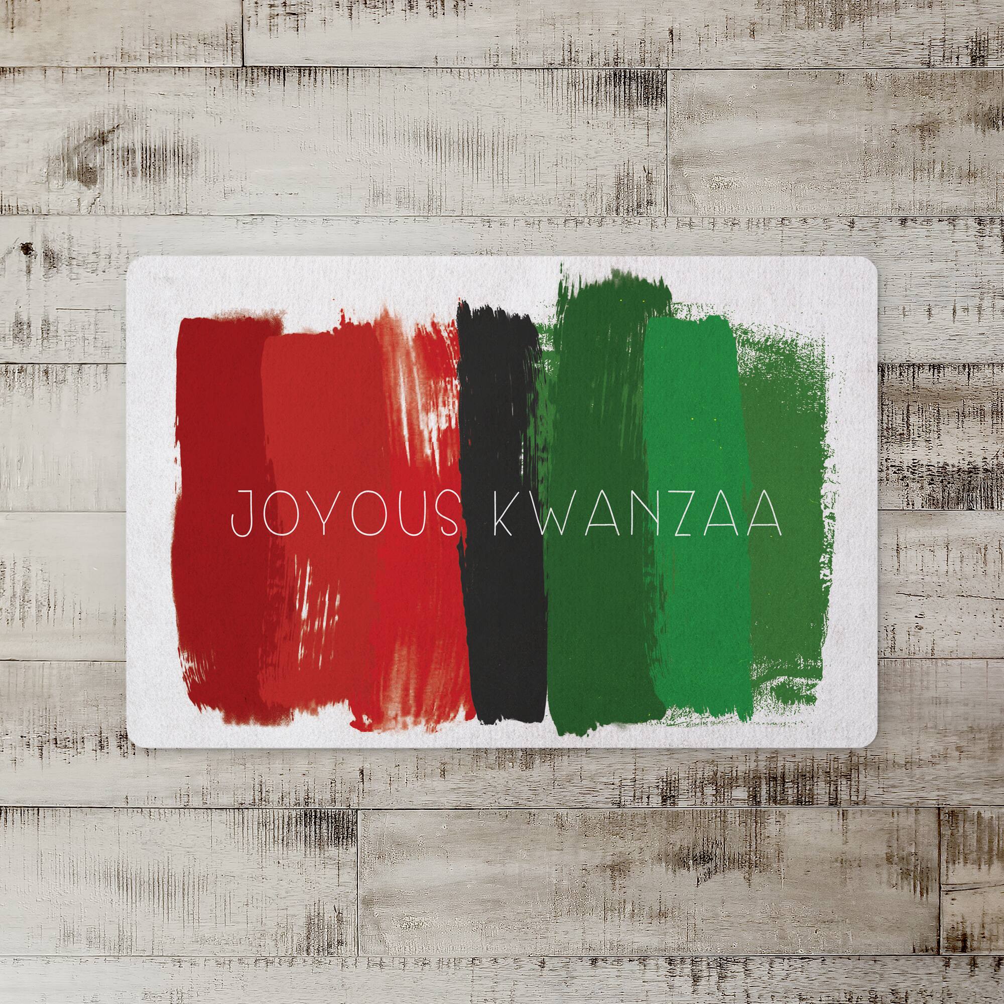 Joyous Kwanzaa Brush Strokes Floor Mat