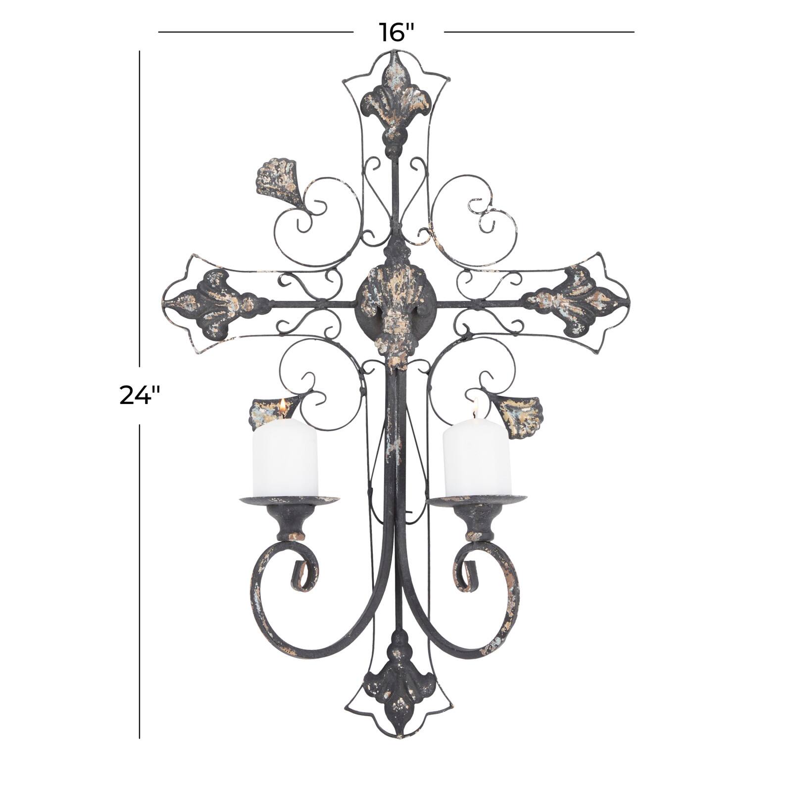 Black Iron French Country Wall Decor, 24" x 16" x 6"