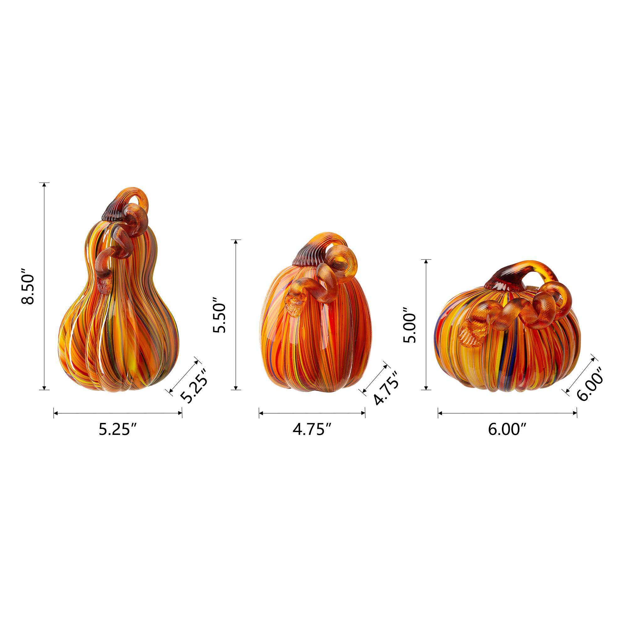 Glitzhome&#xAE; Multi Striped Glass Pumpkin &#x26; Gourd Set